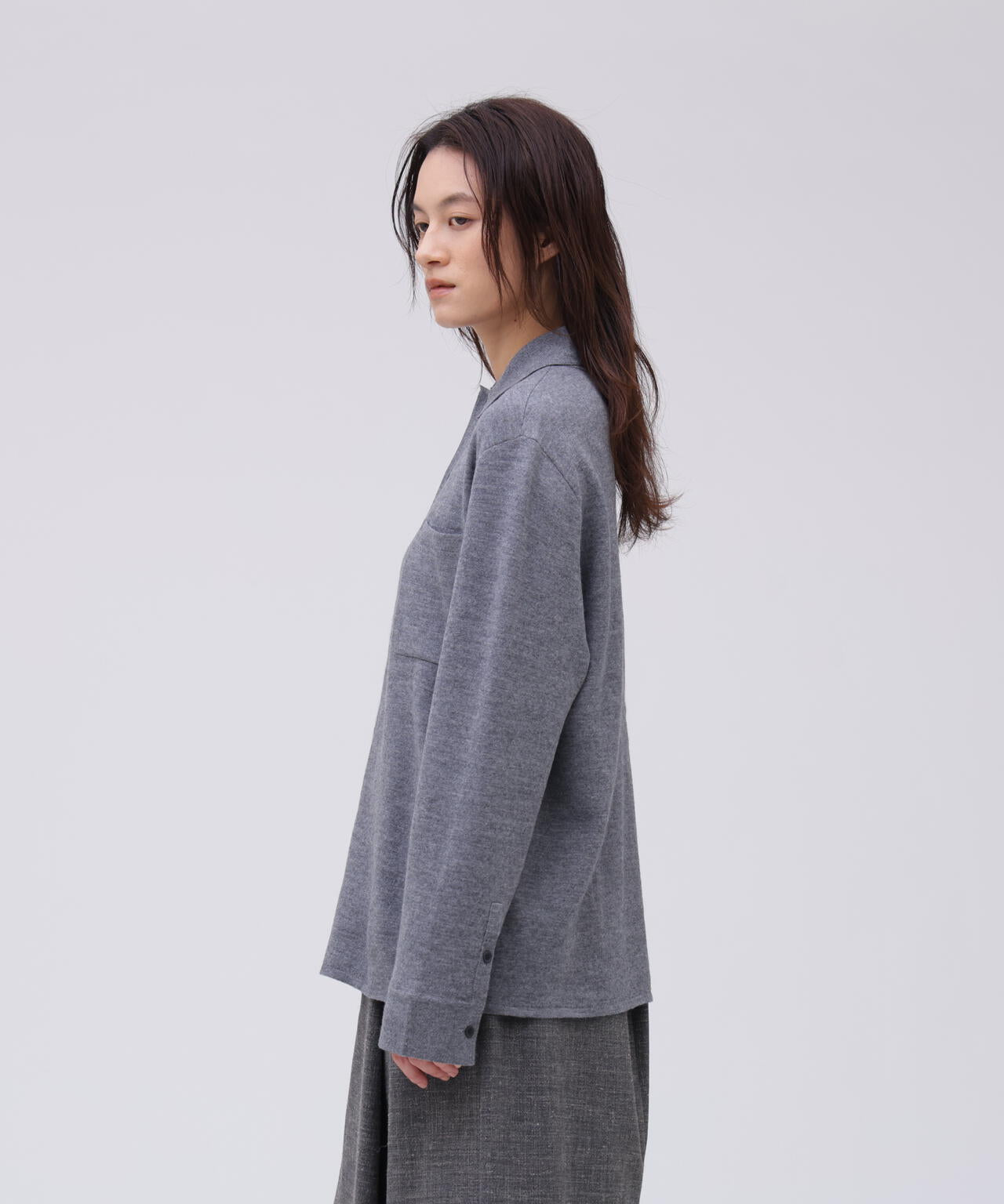 ATON / MERINO COLLEGE KNIT KNIT SHIRT