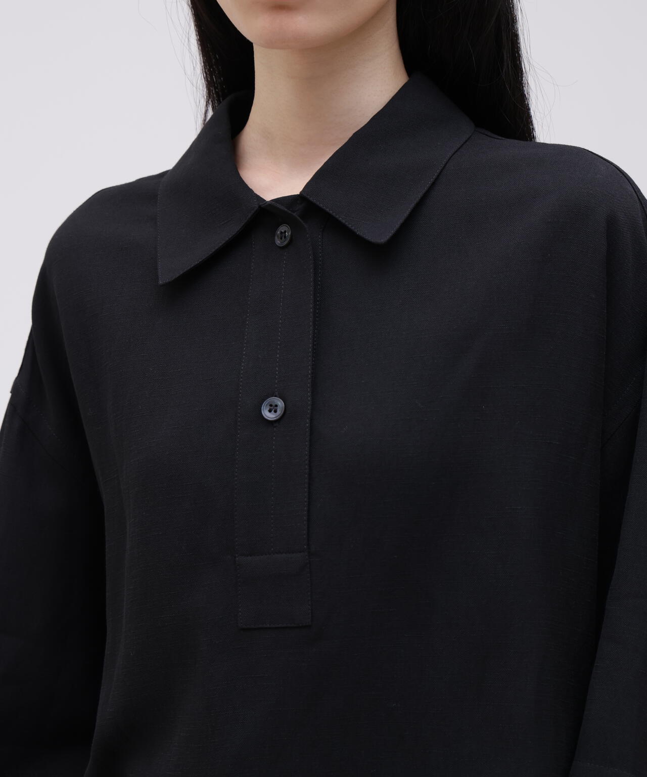 STUDIO NICHOLSON / VINTAGE SOFT LINEN HALF PLACKET SHORT SLEEVE