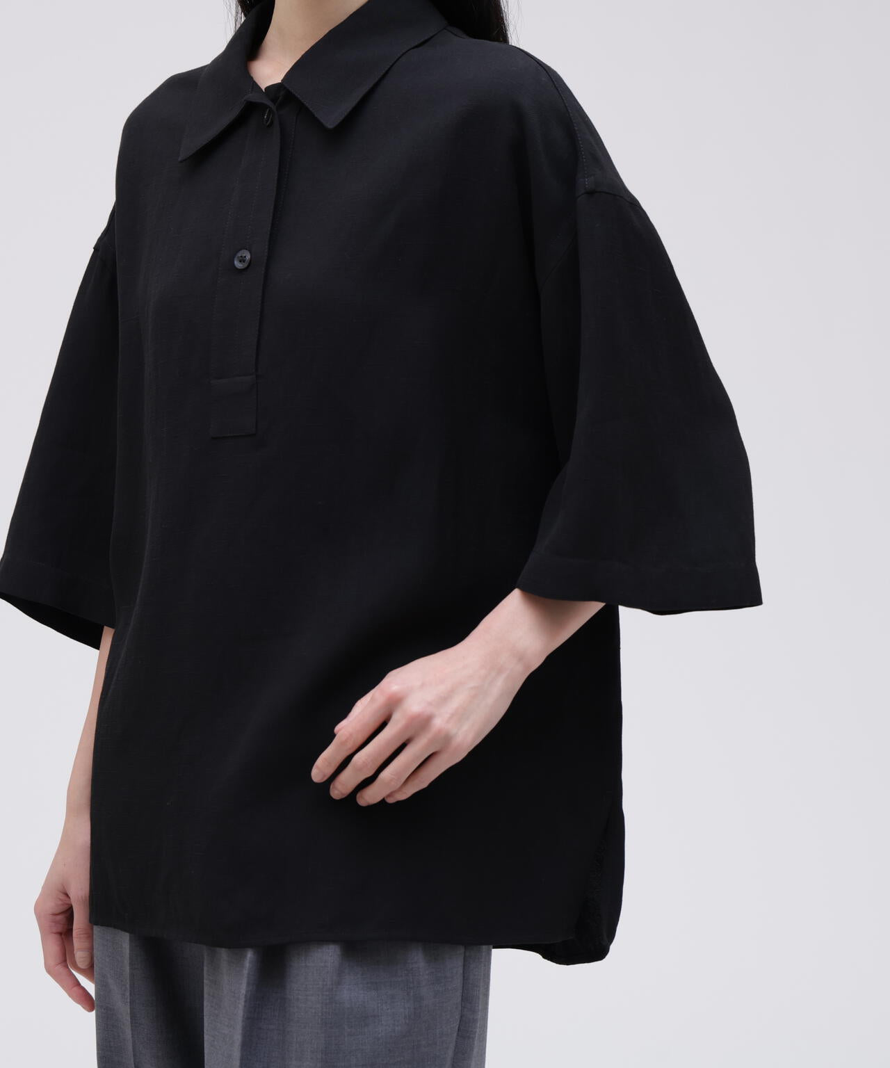 STUDIO NICHOLSON パーフェクト Tシャツ 新品 STUDIO NICHOLSON / VINTAGE SOFT LINEN HALF PLACKET SHORT SLEEVE