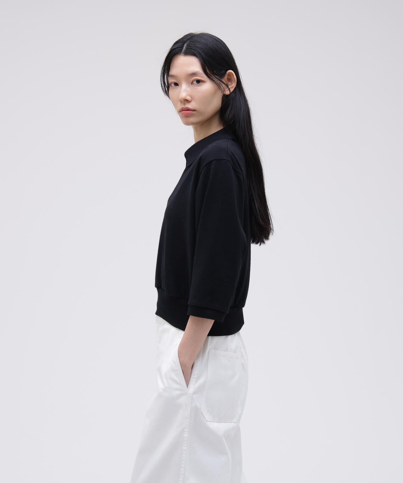 トップス 26ss blurhms Co/Silk Nep Skipper blurhms - blurhms 26SS WOMENS Co/Silk Nep Skipper Cropped Sleeve