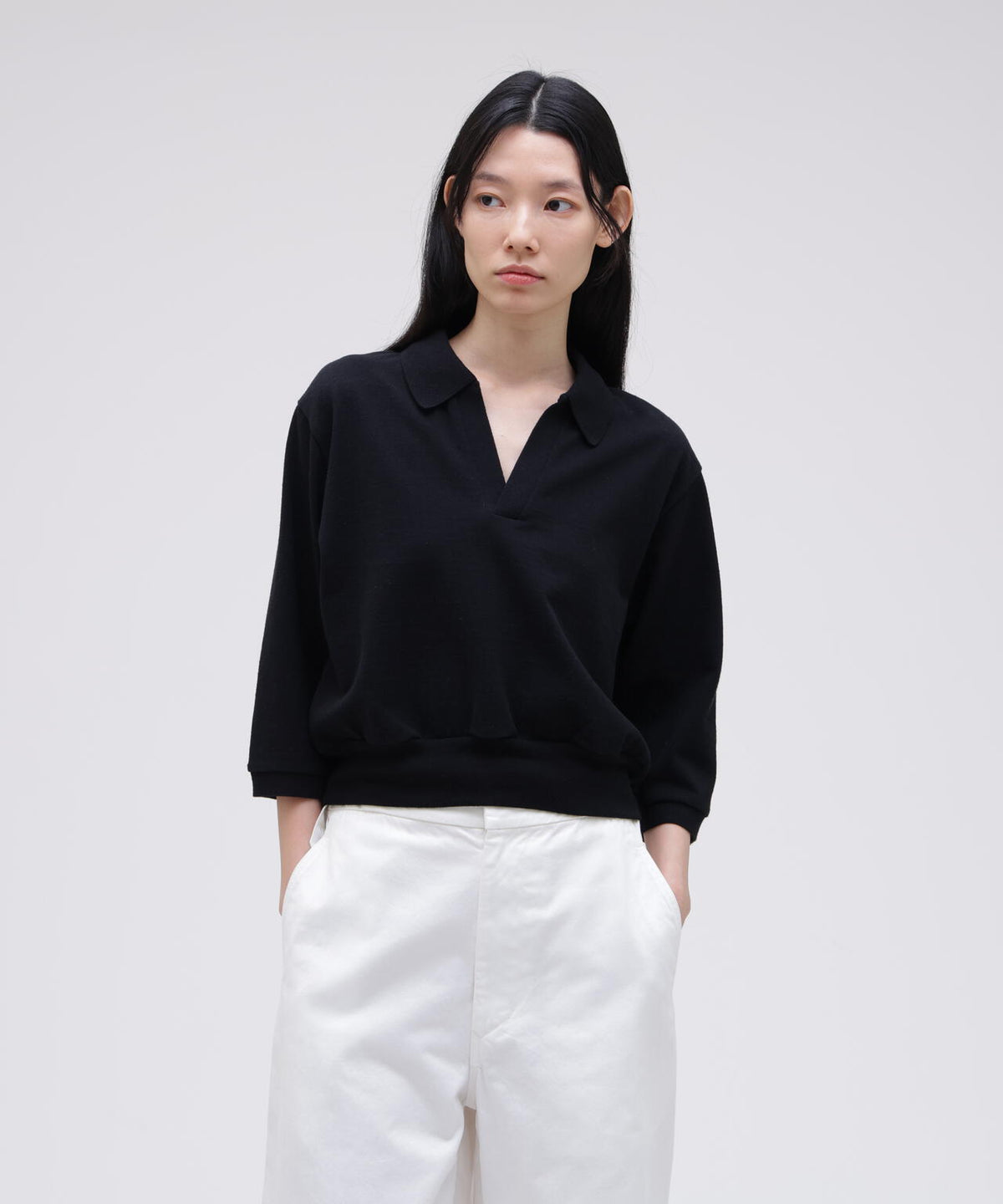 blurhms / COTTON SILK NEP SKIPPER CROPPED SLEEVE | THE LIBRARY（ザ 