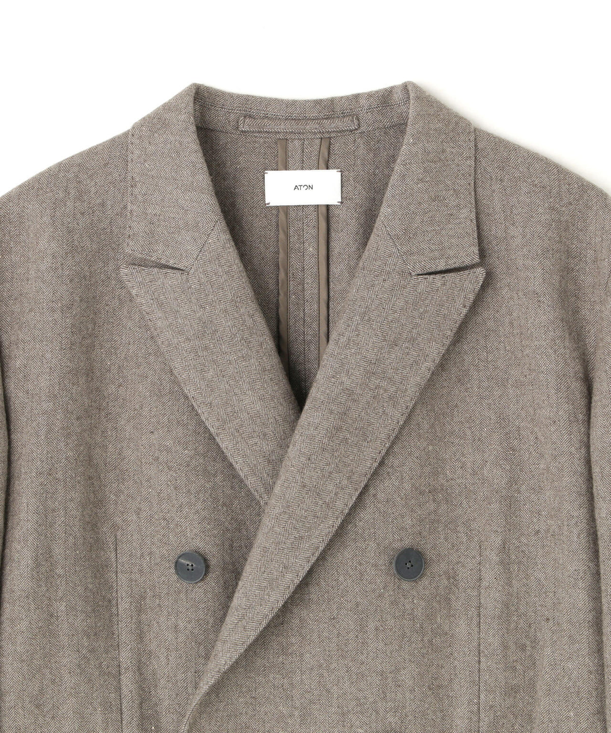 ATON / LINEN WOOL TWEED  DOUBLE BREASTED JACKET