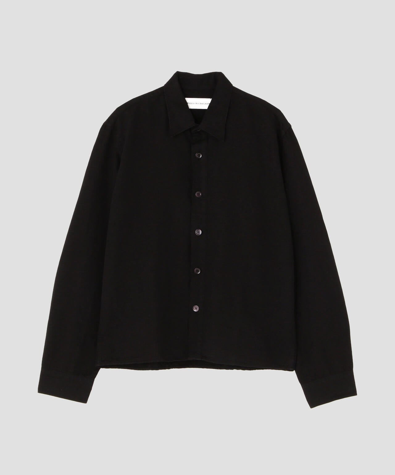 STUDIO NICHOLSON / GARMENT DYED LINEN CASUAL LONG SLEEVE SHIRT