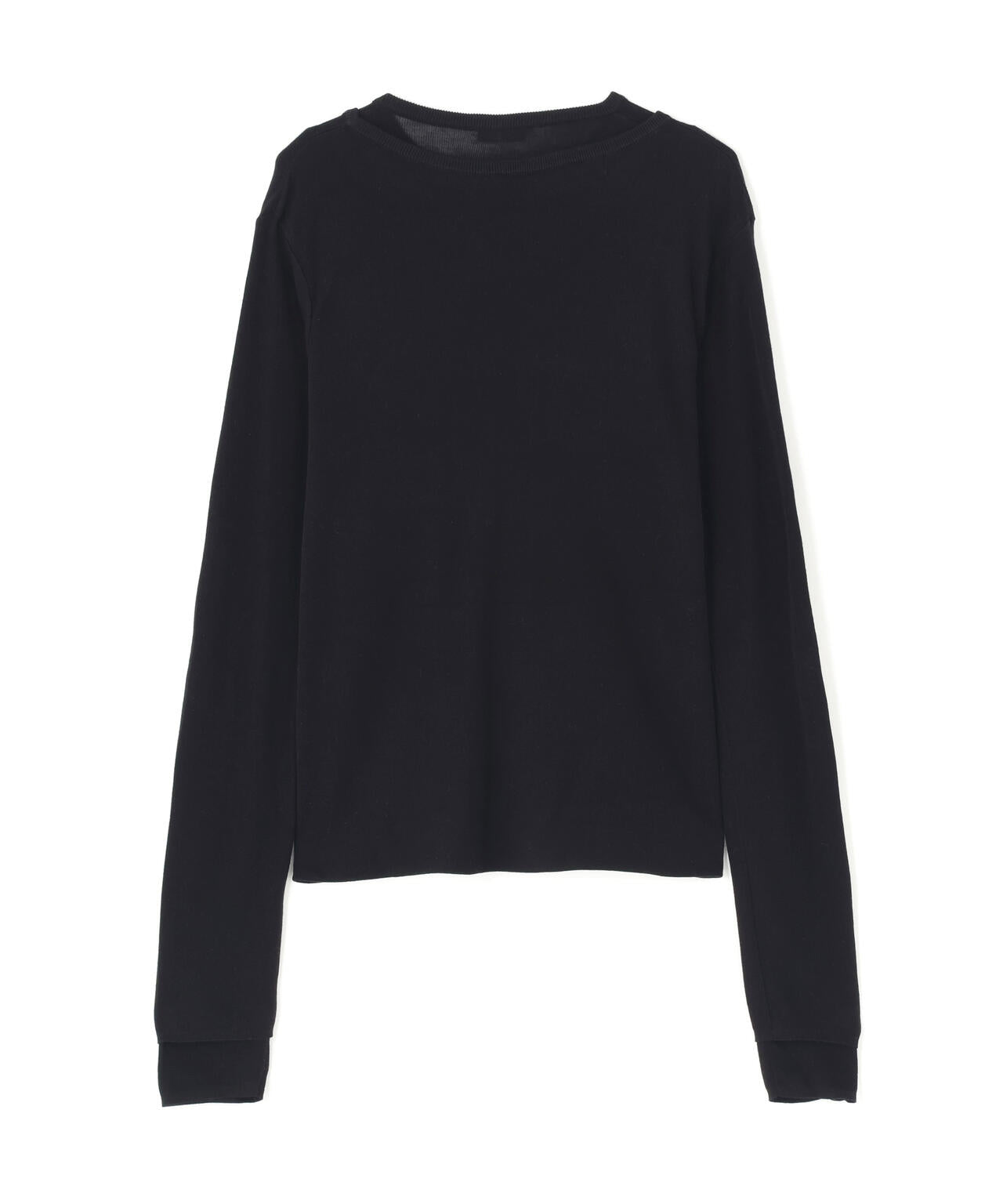 ATON / SILK BLENDED CIRCULAR RIB CREW&CREW LAYERED PULLOVER WOMEN