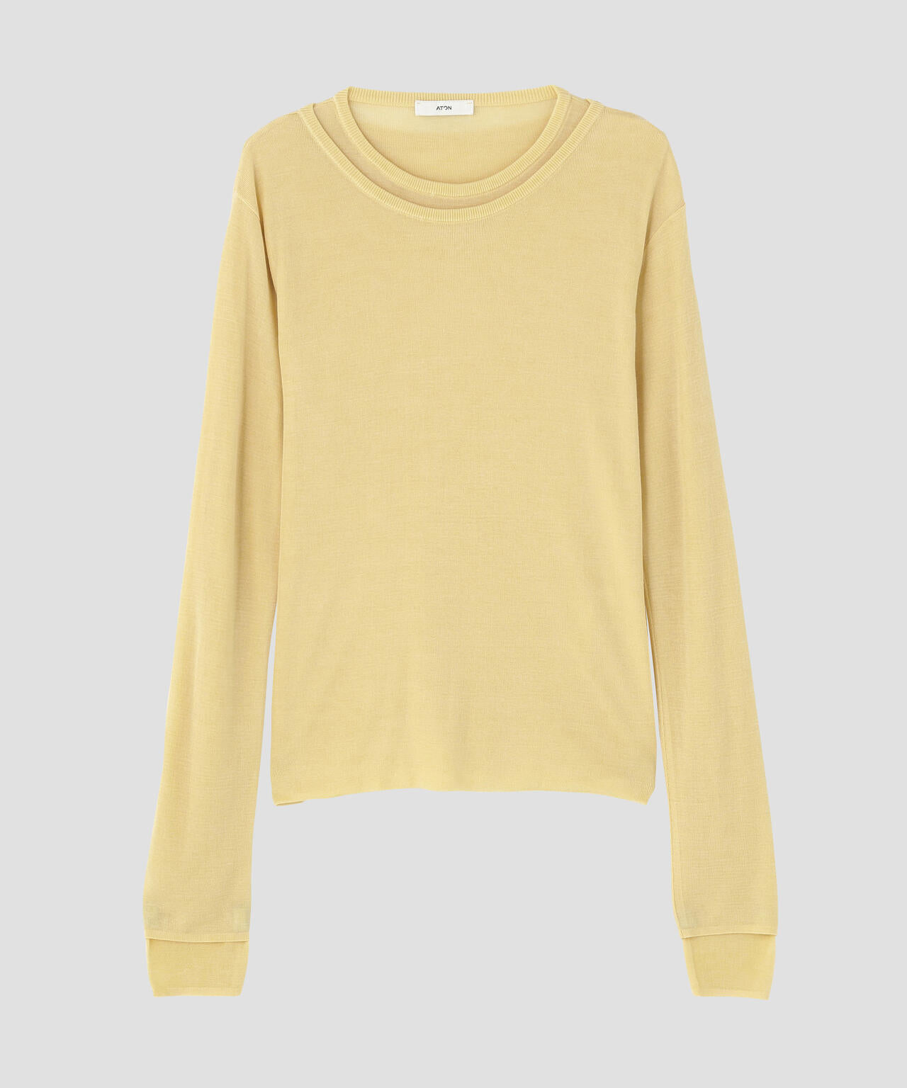 ATON / SILK BLENDED CIRCULAR RIB CREW&CREW LAYERED PULLOVER WOMEN