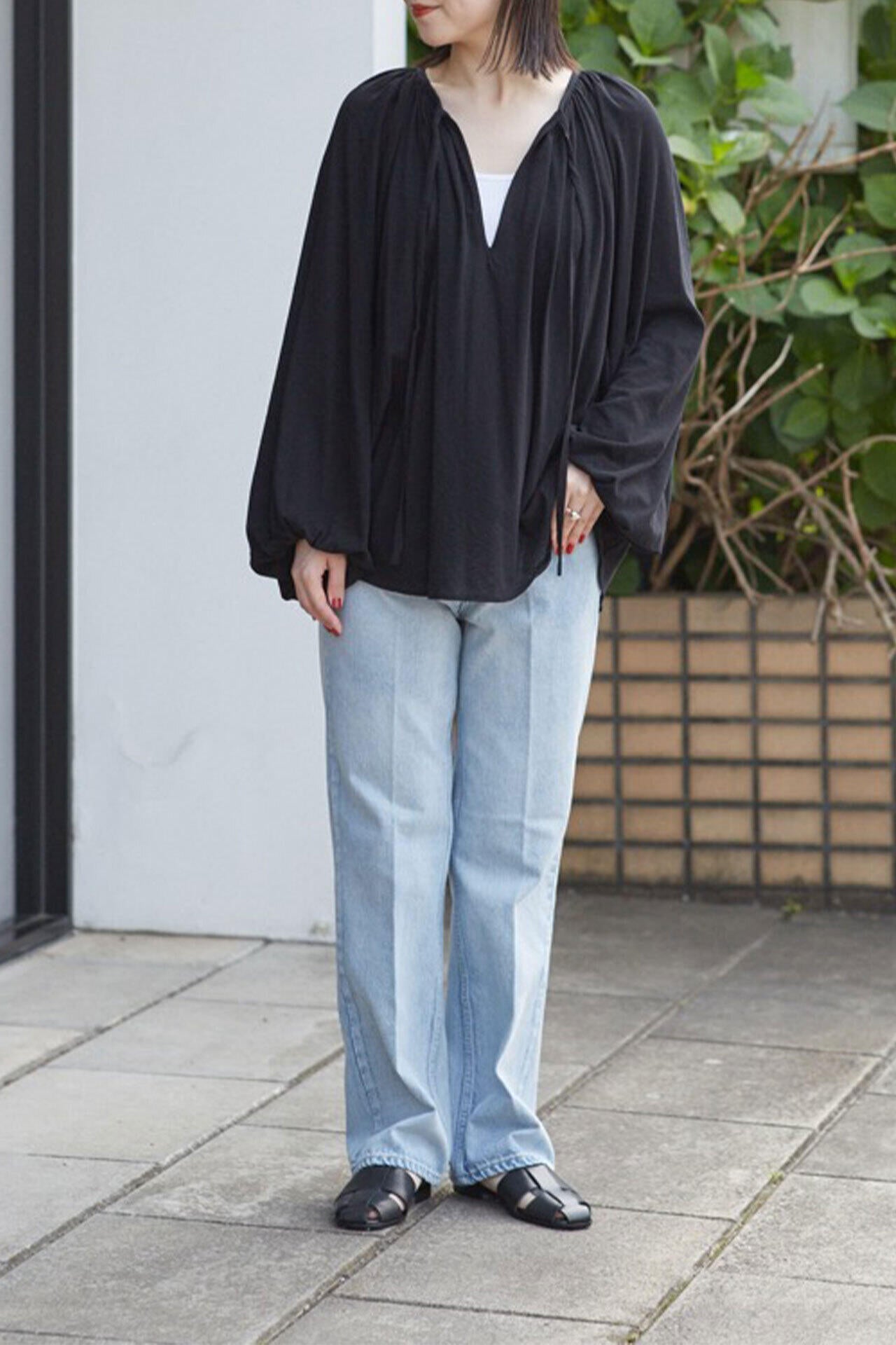 YLEVE / COTTON LINEN SHEER JERSEY PEASANT BL