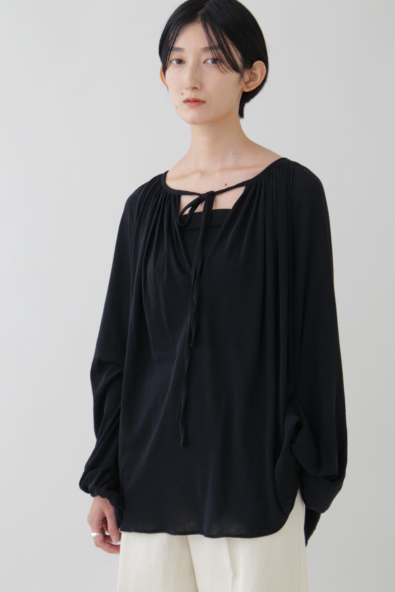 YLEVE / COTTON LINEN SHEER JERSEY PEASANT BL