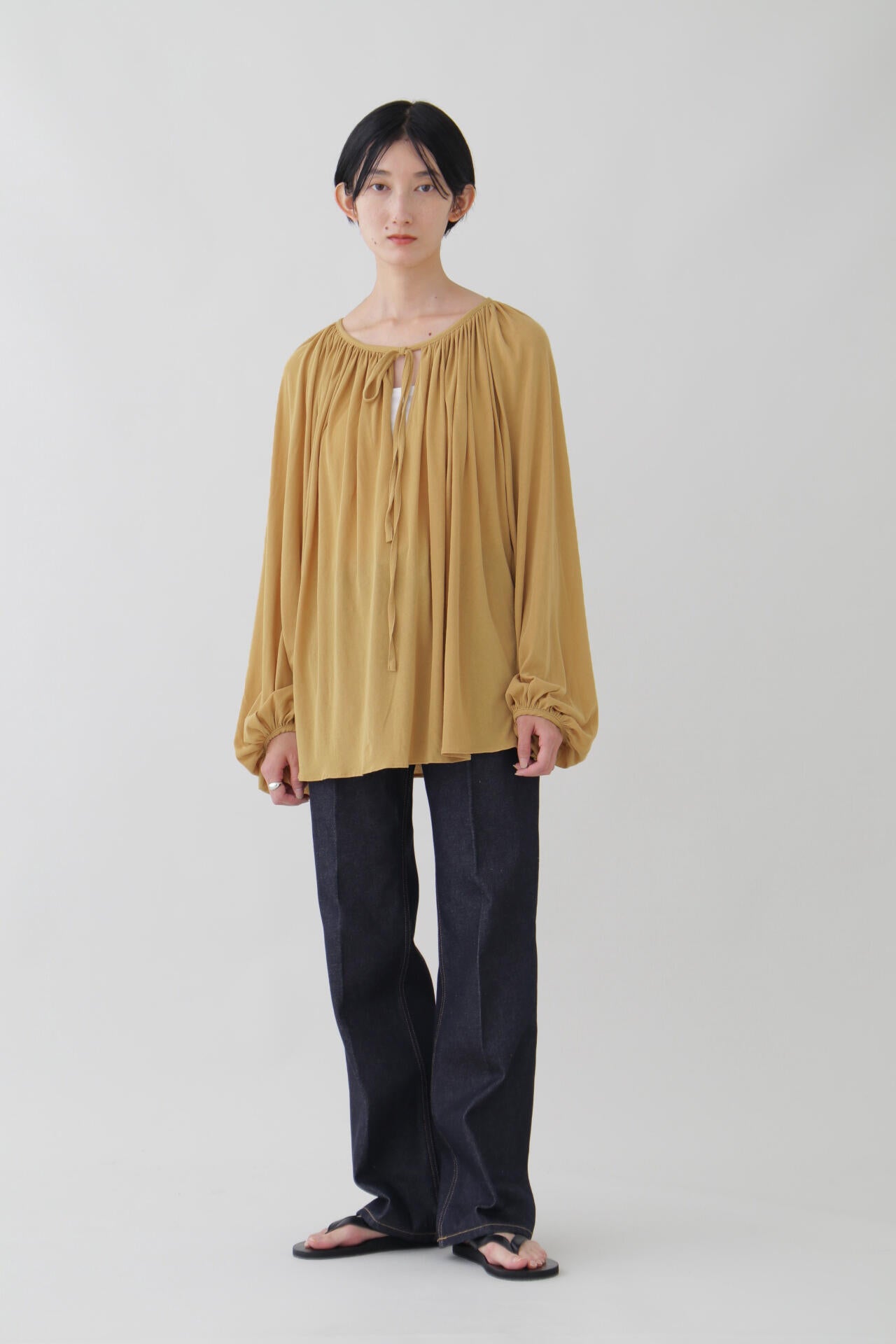 YLEVE / COTTON LINEN SHEER JERSEY PEASANT BL