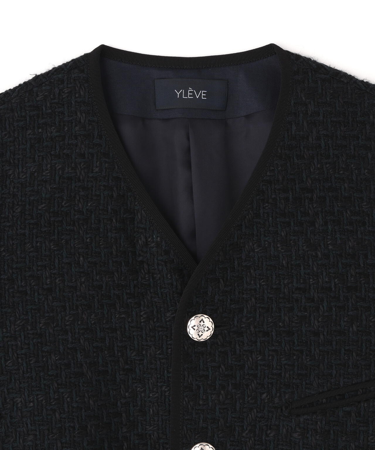 美品▲定価6.4万円▲yleveイレーヴ //ツイードジャケット 黒 YLEVE / COTTON LINEN TWEED JACKET | YLÈVE（イレーヴ） ｜【公式