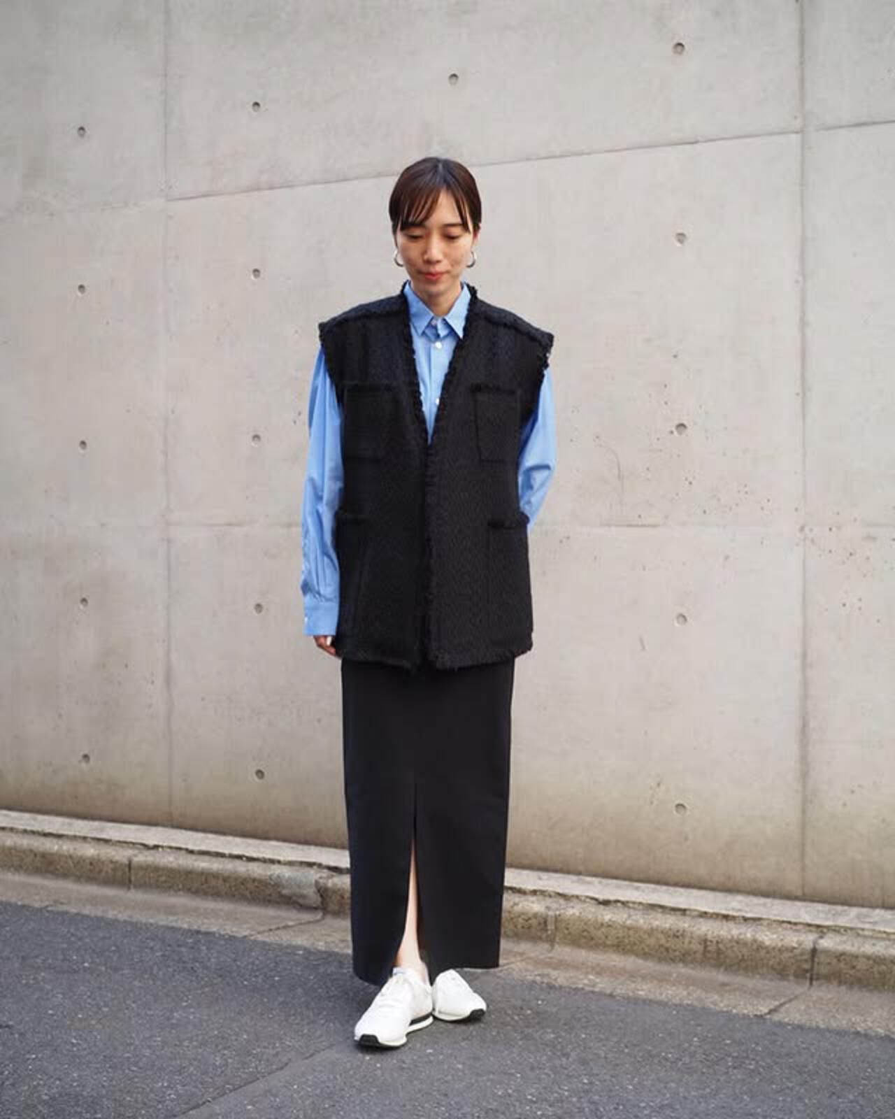 YLEVE / COTTON LINEN TWEED NO SLEEVE JACKET