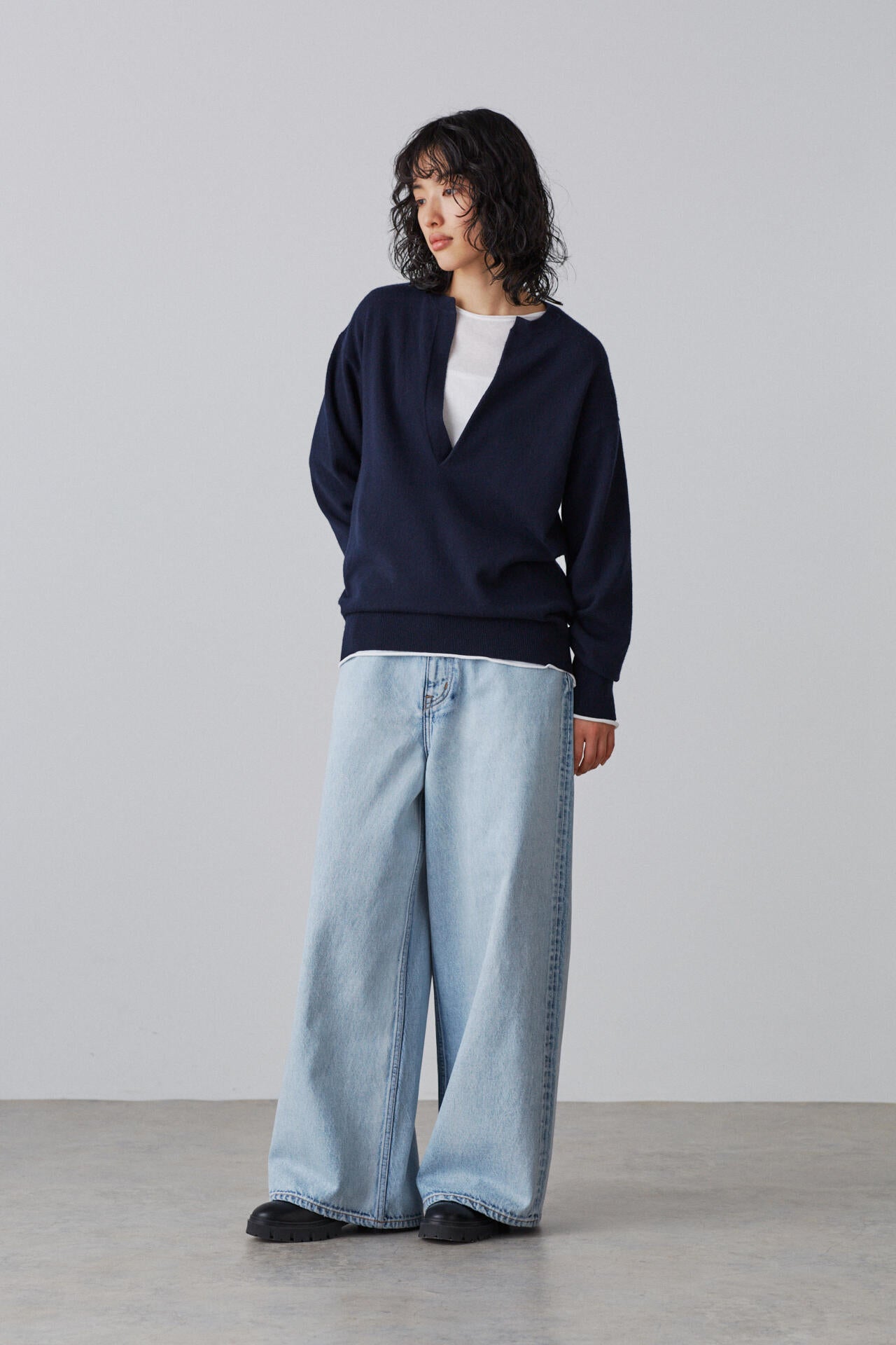 YLEVE / 13.5oz DENIM HIGH WAIST WIDE FADE