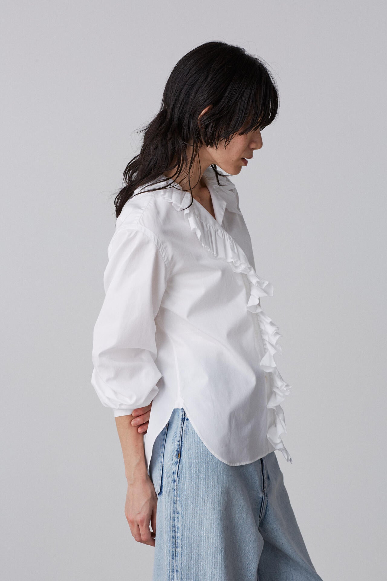YLÈVE / BOURRIENNE COTTON TYPEWRITER RUFFLE BLOUSE | YLÈVE 