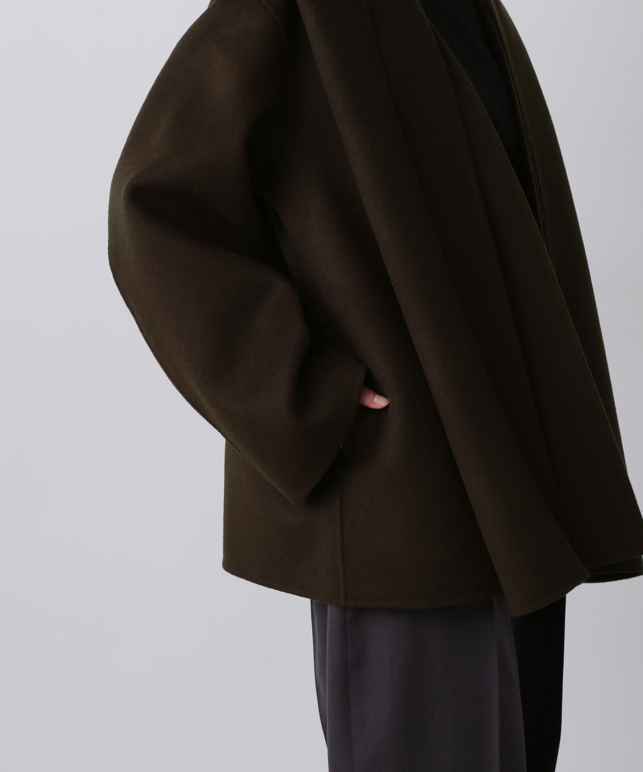 YLÈVE / SUPER 100`S WOOL DOUBLE CLOTH HOODED COAT