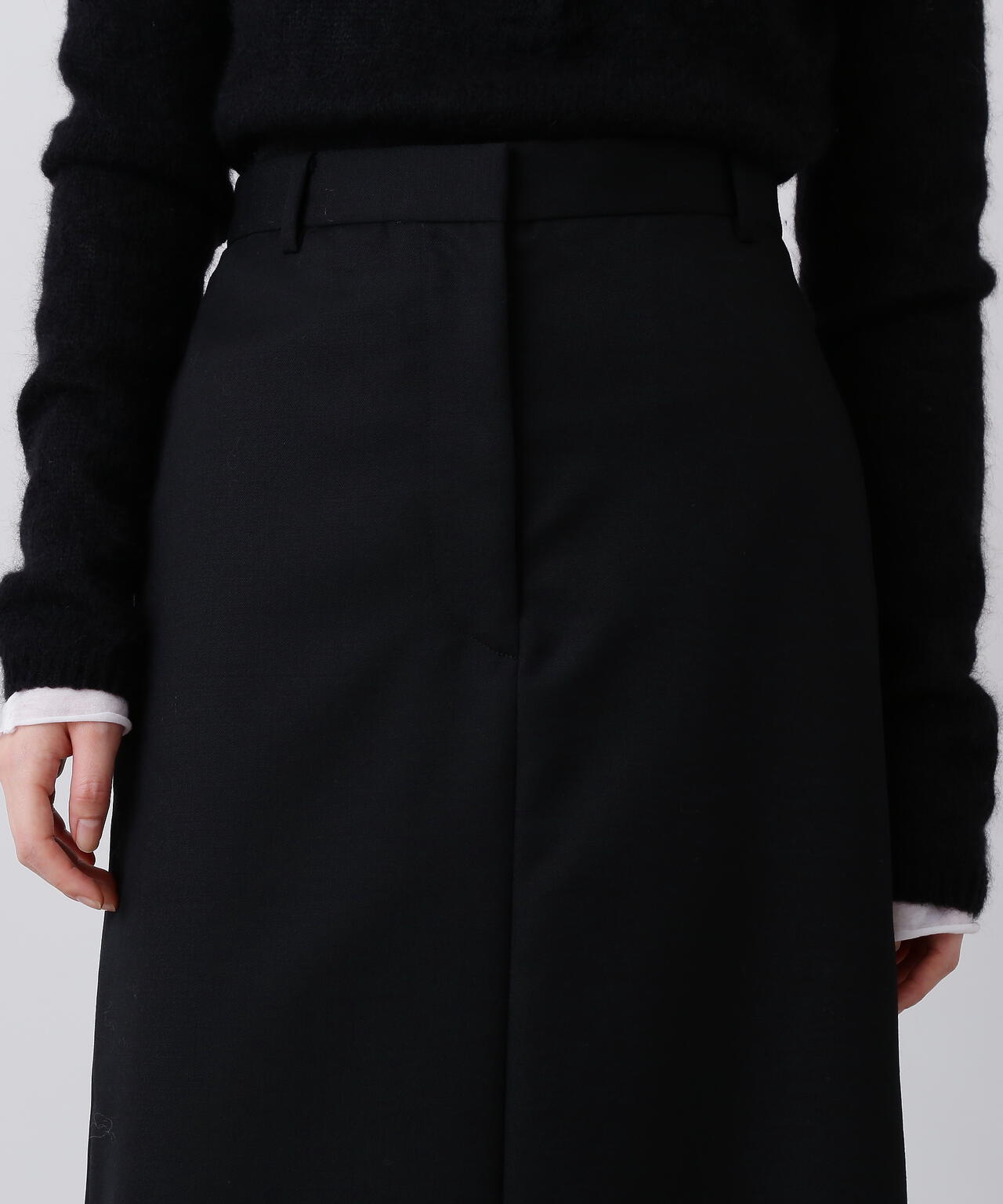 YLÈVE / WOOL MOHAIR GABA x VISCOSE COTTON SATIN SKIRT | YLÈVE