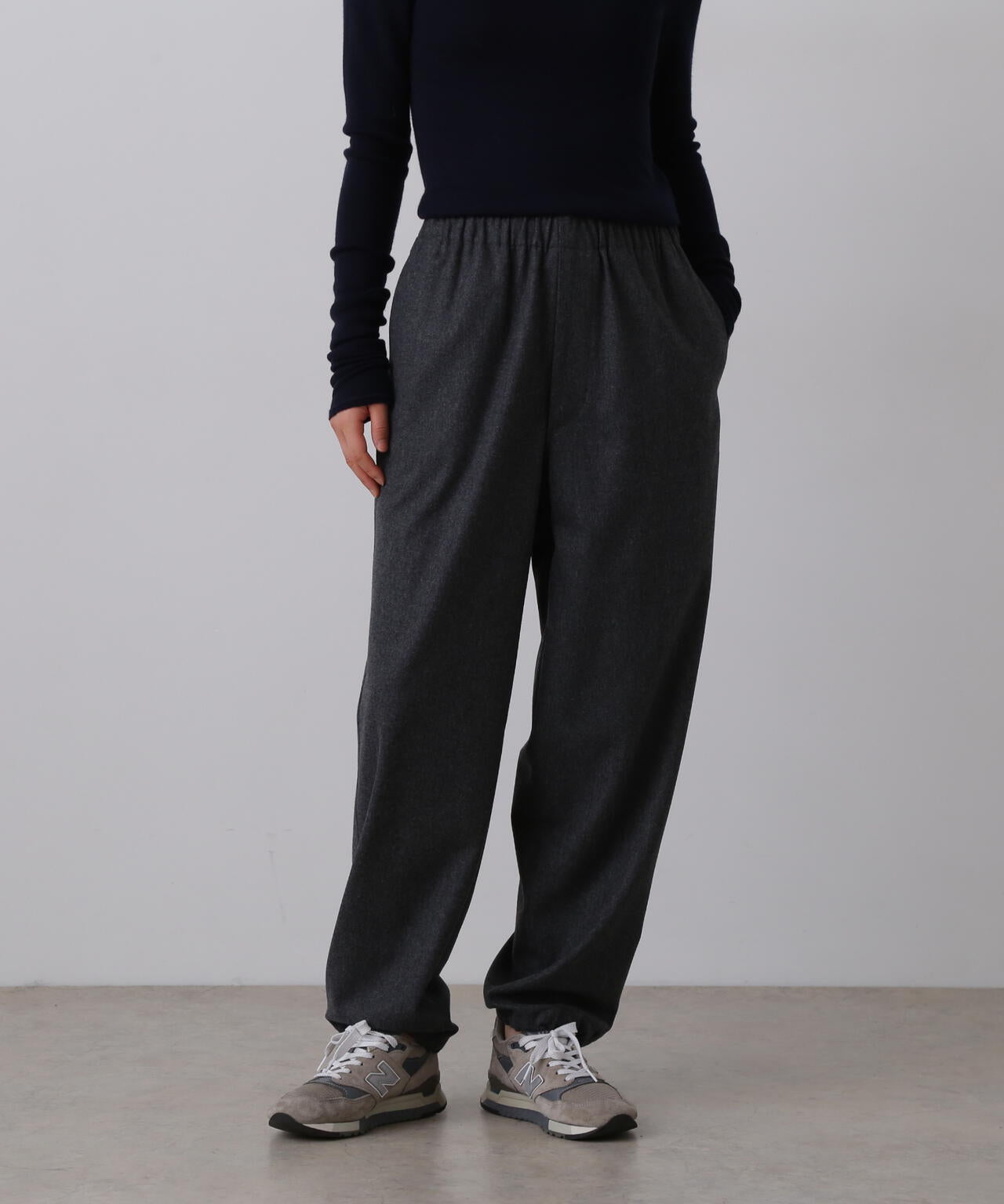 YLEVE / SUPER120's WOOL FLANNEL EASY TROUSERS