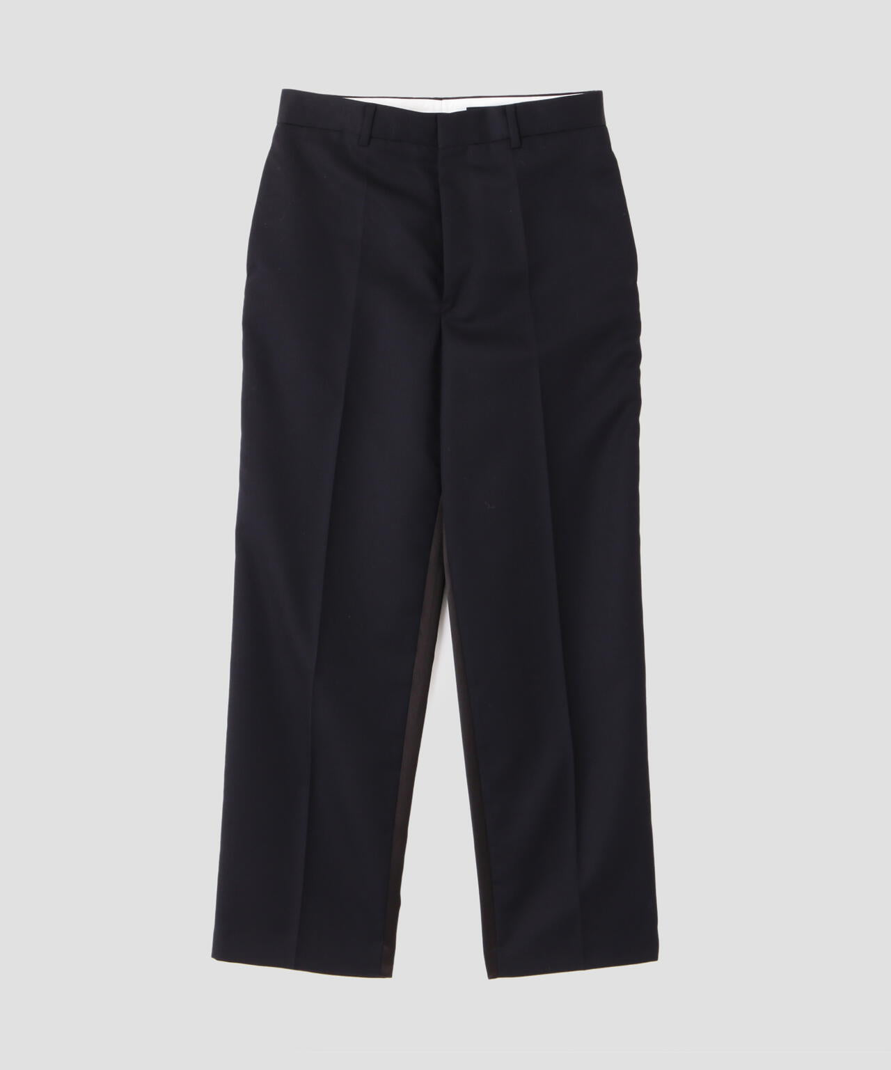 YLÈVE / WOOL MOHAIR GABA x VISCOSE COTTON SATIN TROUSERS