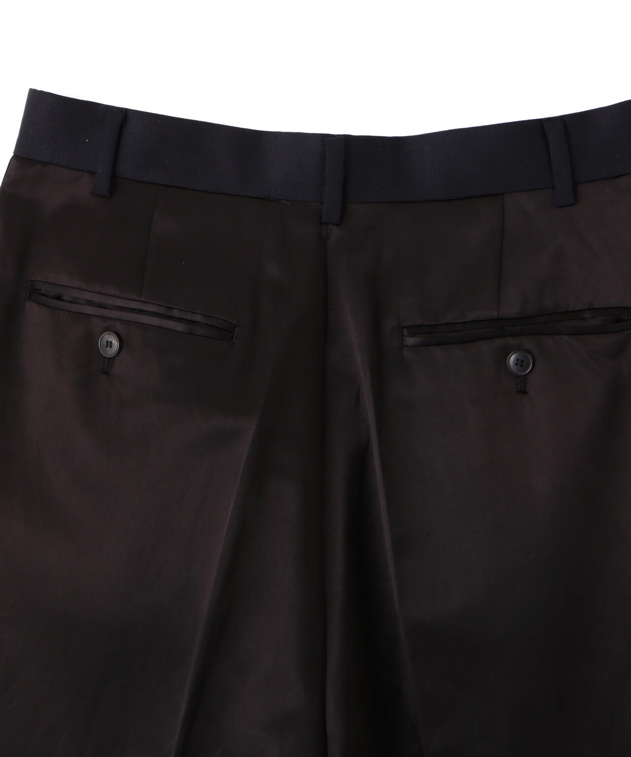 YLÈVE / WOOL MOHAIR GABA x VISCOSE COTTON SATIN TROUSERS