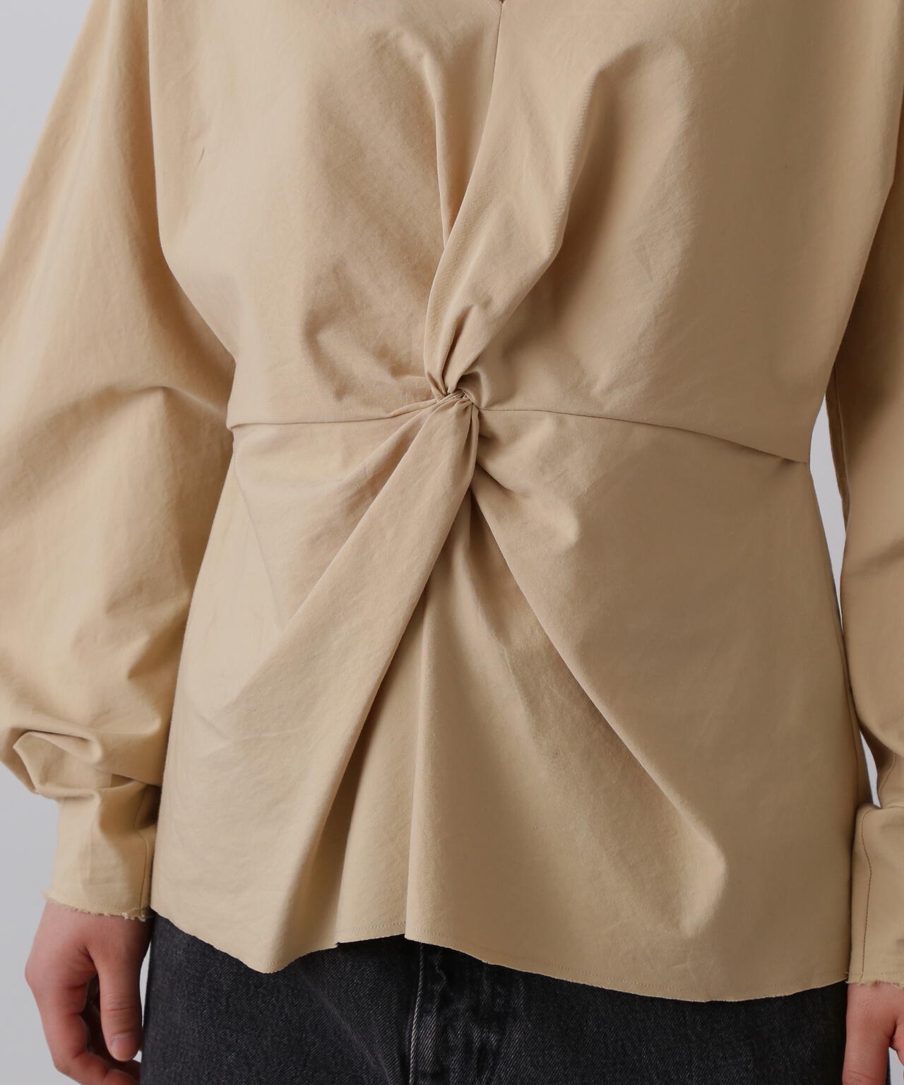 YLÈVE / OMI BLEACHED COTTON TWILL TWIST  BLOUSE