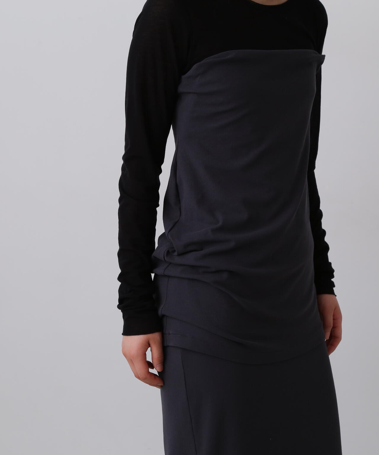 YLÈVE / 80/2 HIGH-TWISTED GAUZE BARE JERSEY ONE PIECE SKIRT