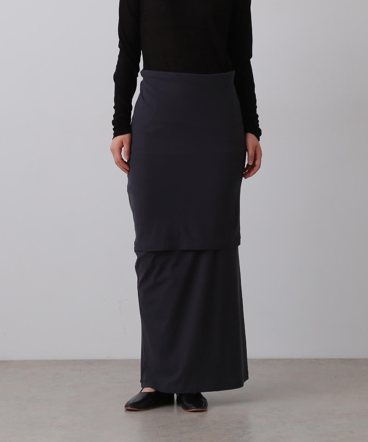 YLÈVE / 80/2 HIGH-TWISTED GAUZE BARE JERSEY ONE PIECE SKIRT