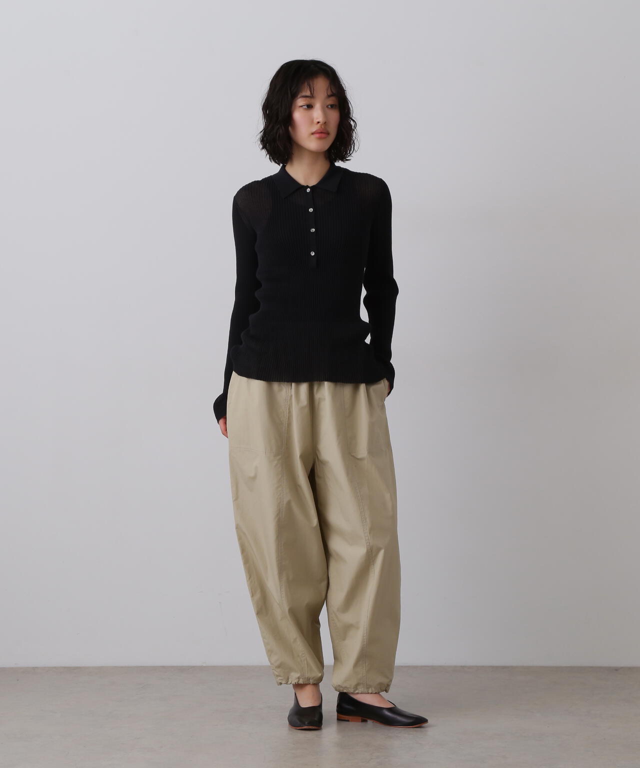 YLÈVE / SHEER RIB KNIT LONG SLEEVE POLO | YLÈVE（イレーヴ
