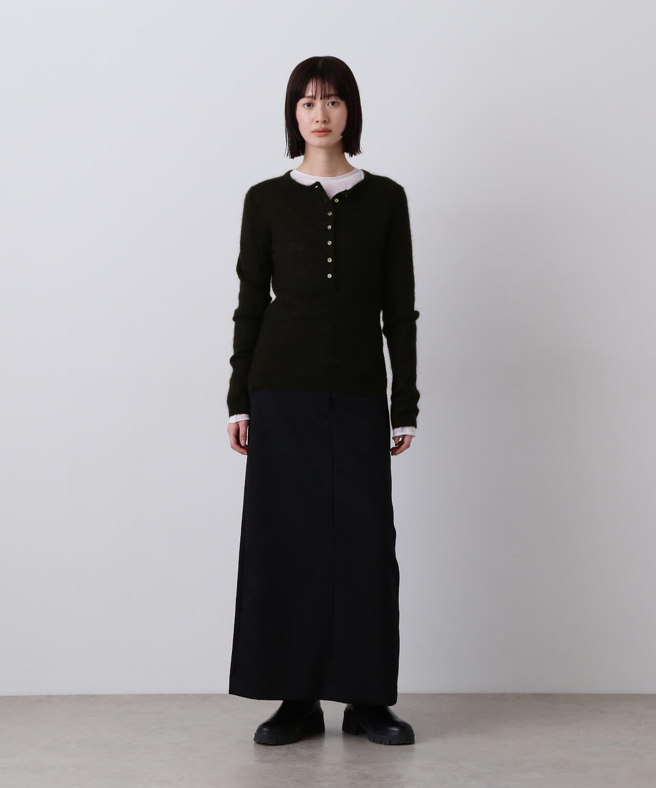 YLÈVE / FAIRY ALPACA KNIT HENLY NECK