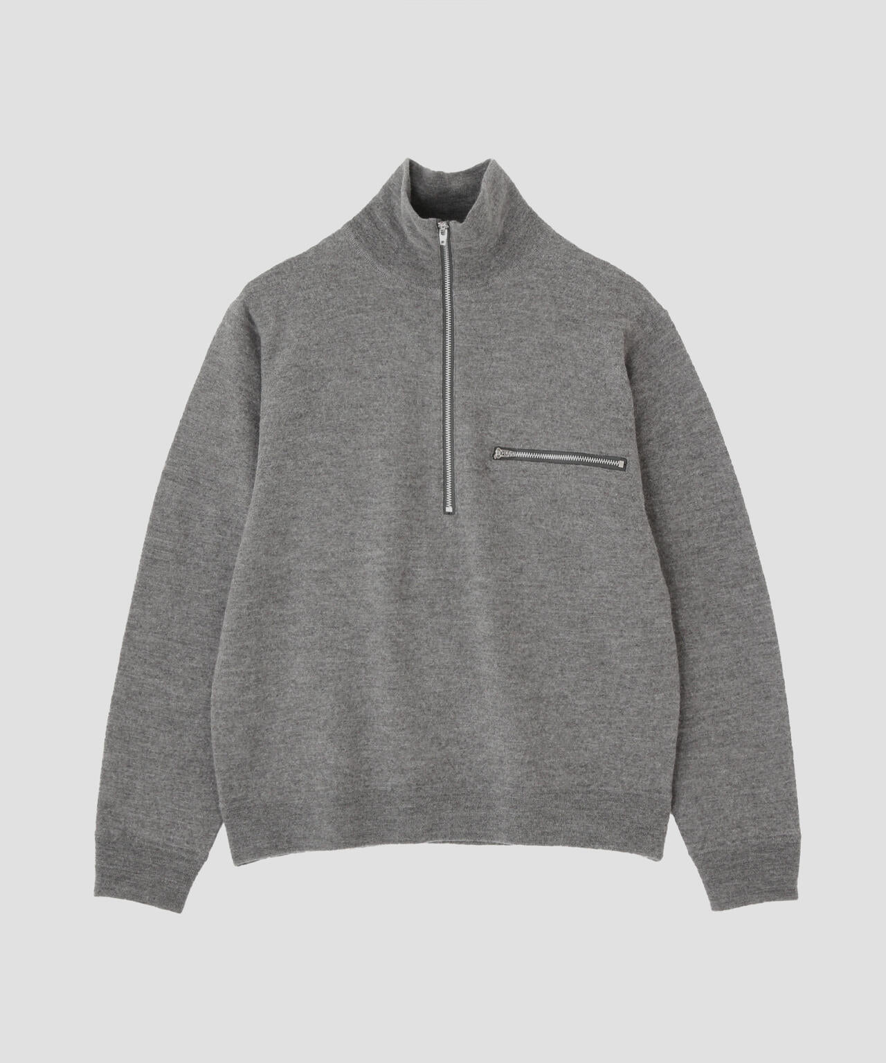 YLÈVE / ULTRAFINE MERINO MILLED WOOL KNIT HALF ZIP PULL OVER