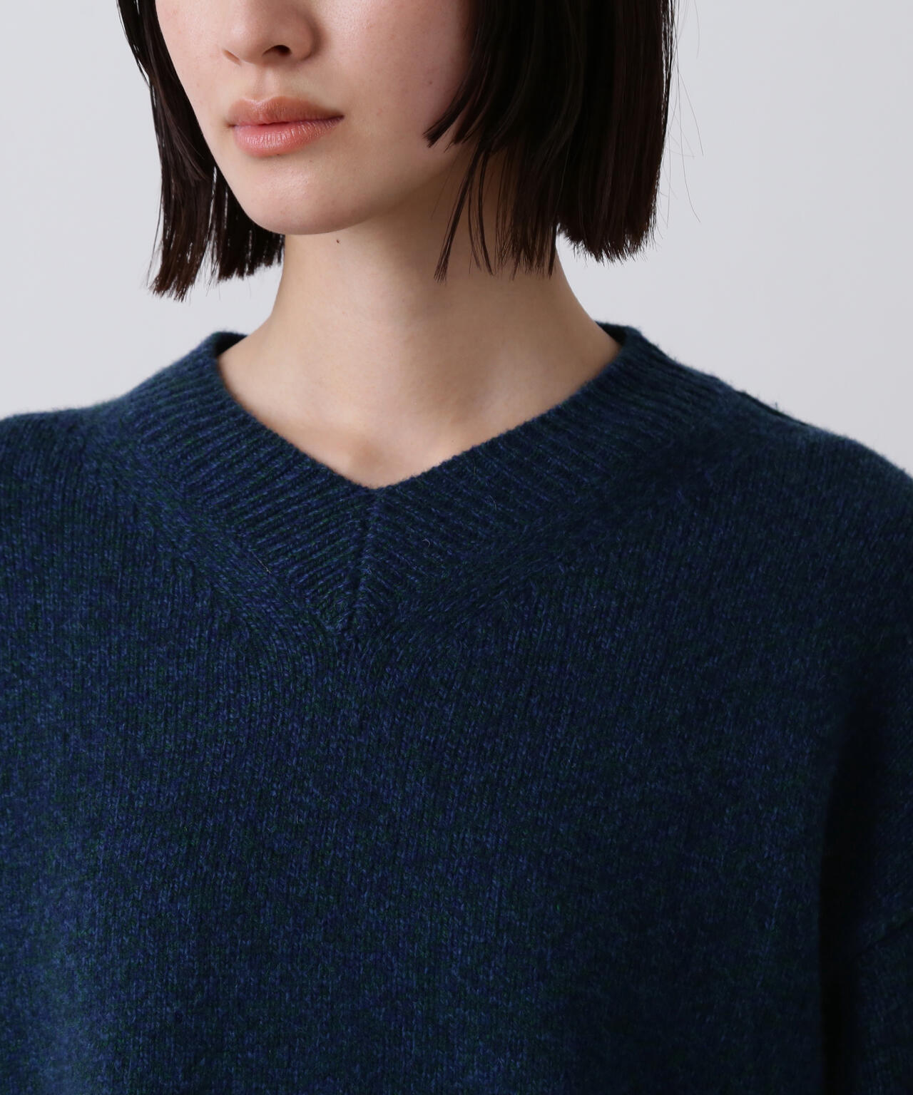 YLÈVE / WOOL CASHMERE MELANGE KNIT V NECK PULL OVER