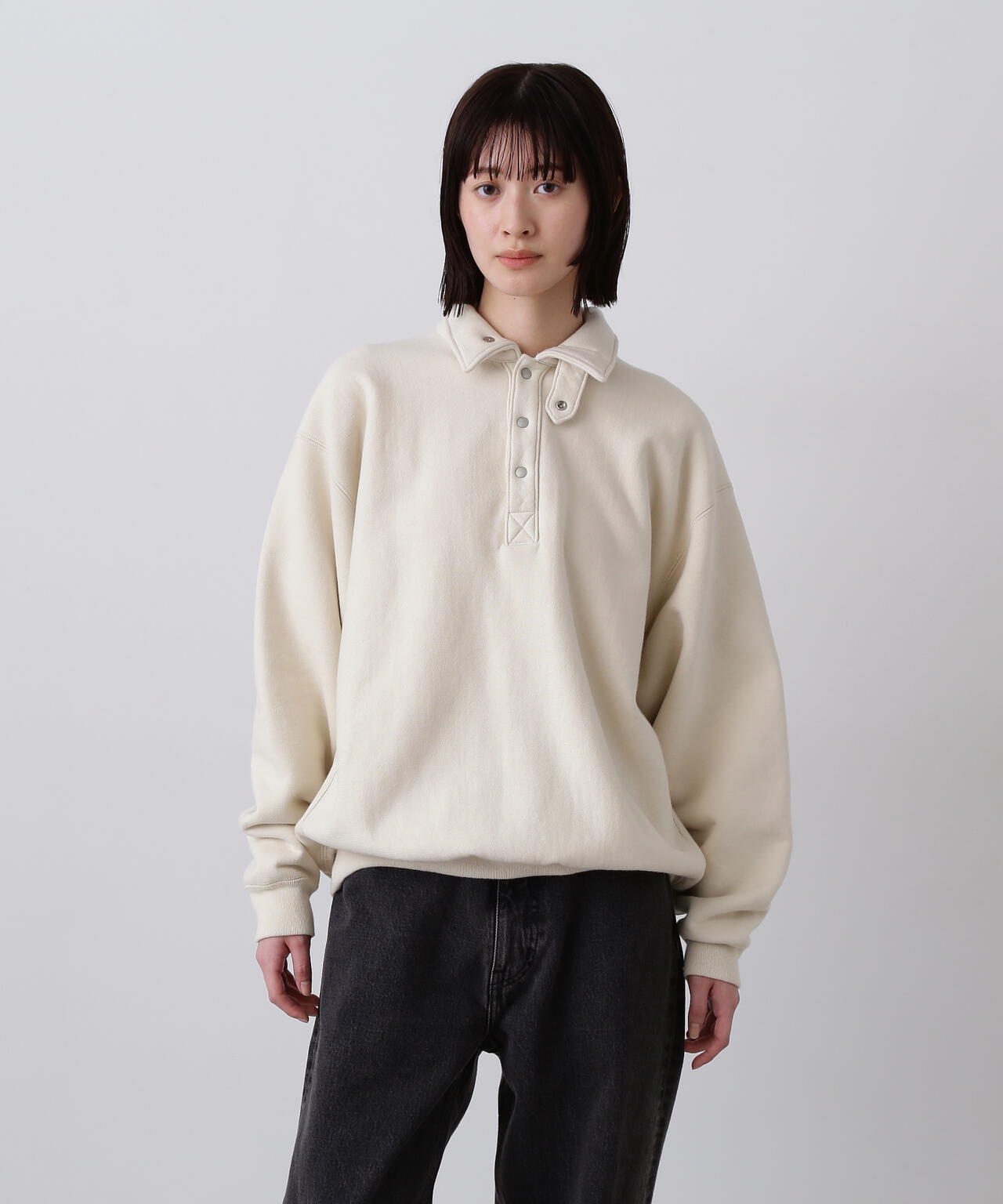 リンダマンYLÈVE YLÈVE / HEAVY WEIGHT FLEECE BLEACH SNAP PULLOVER | YLÈVE