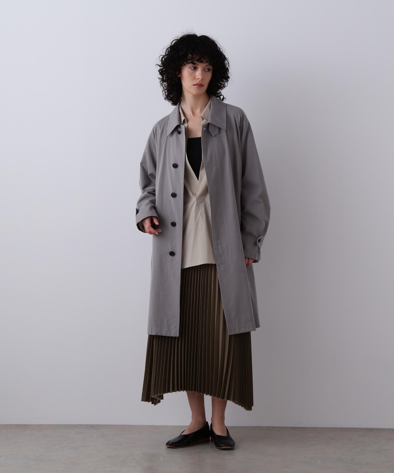 YLEVE / VINTAGE PIGMENTDYE WOOL PLEATED SKIRT