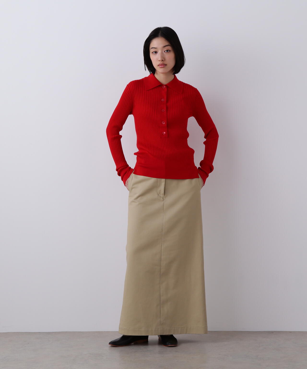 【未使用】YLEVE イレーヴ プリーツスカート ロング丈 日本製 YLEVE イレーヴ ウール サージ プリーツ スカート “WOOL SURGE PLEATED