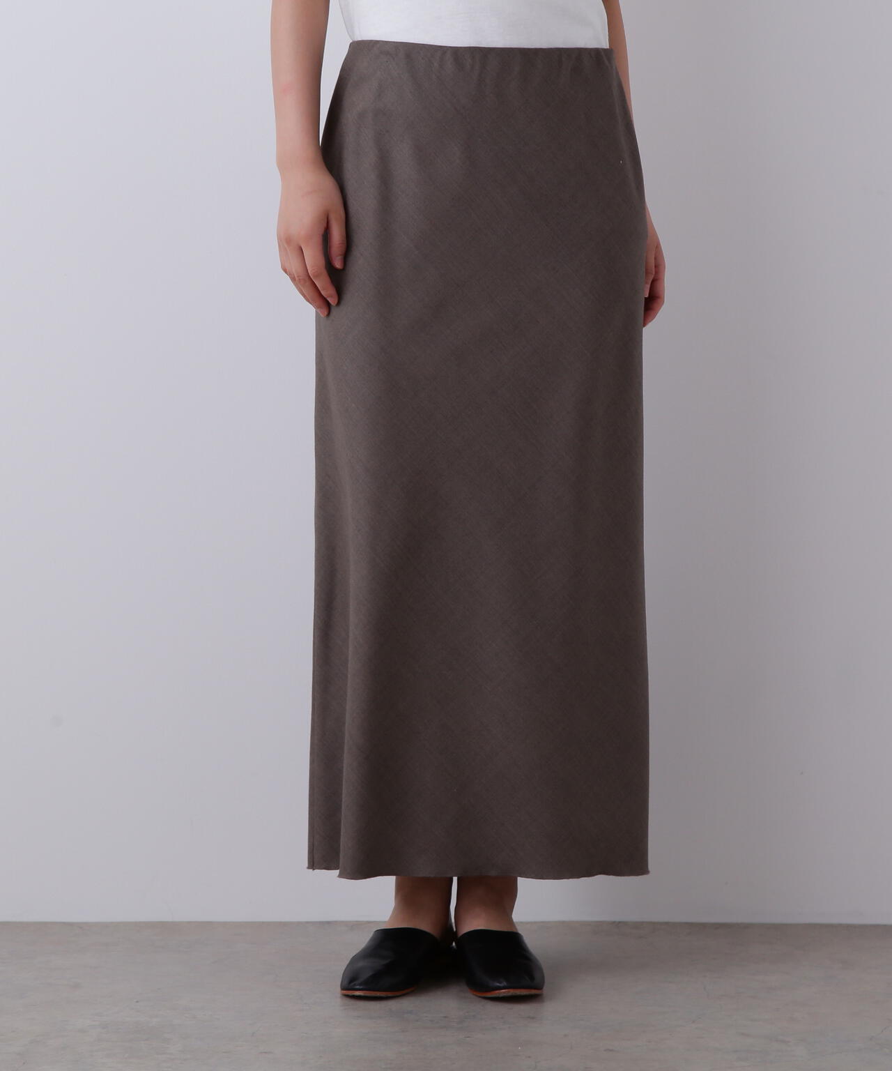 YLEVE / SUPER120'S CHAMBRAY WOOL BIAS SKIRT