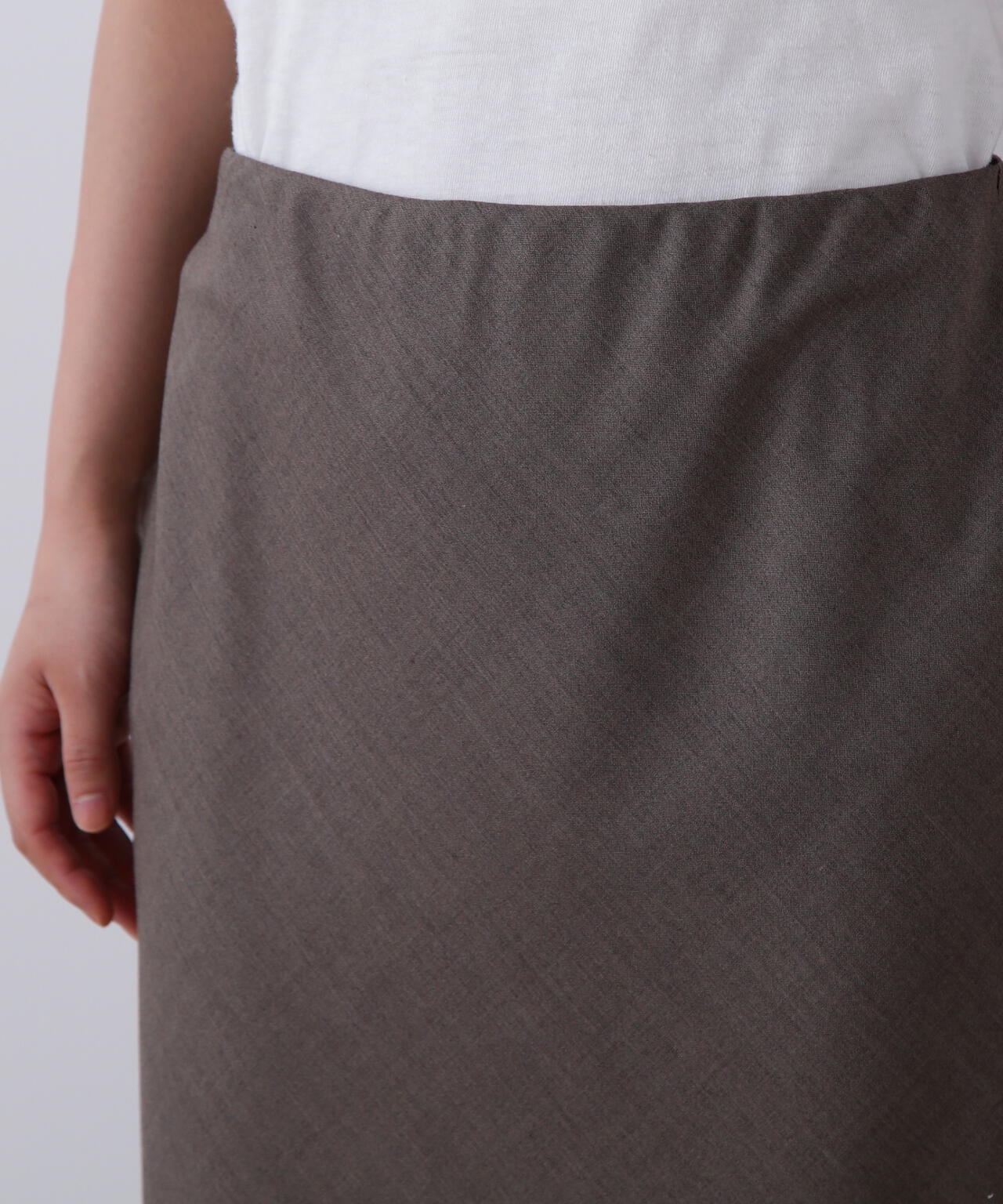 YLEVE / SUPER120'S CHAMBRAY WOOL BIAS SKIRT