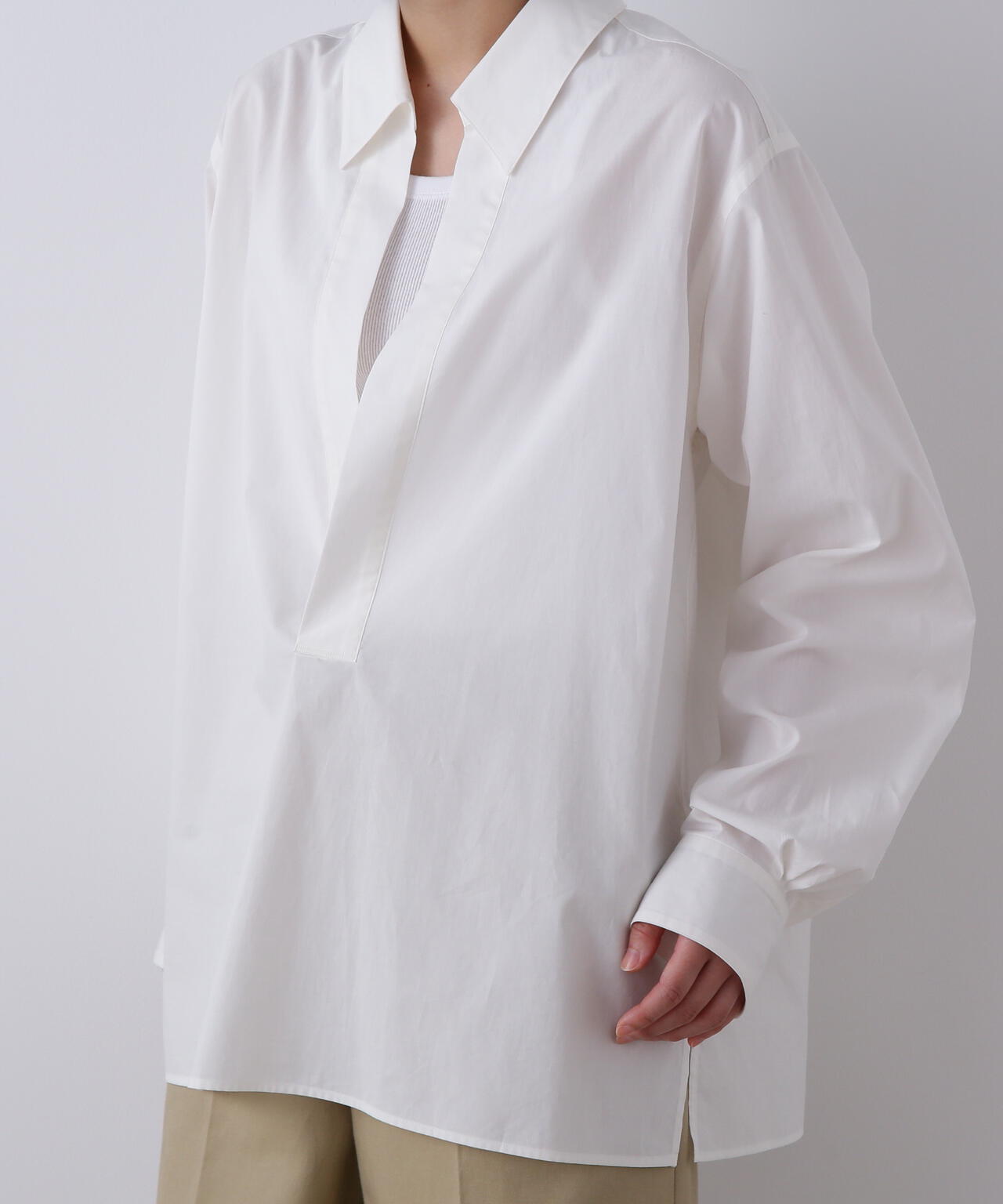 YLÈVE / COTTON SILK TYPEWRITER SKIPPER SHIRT