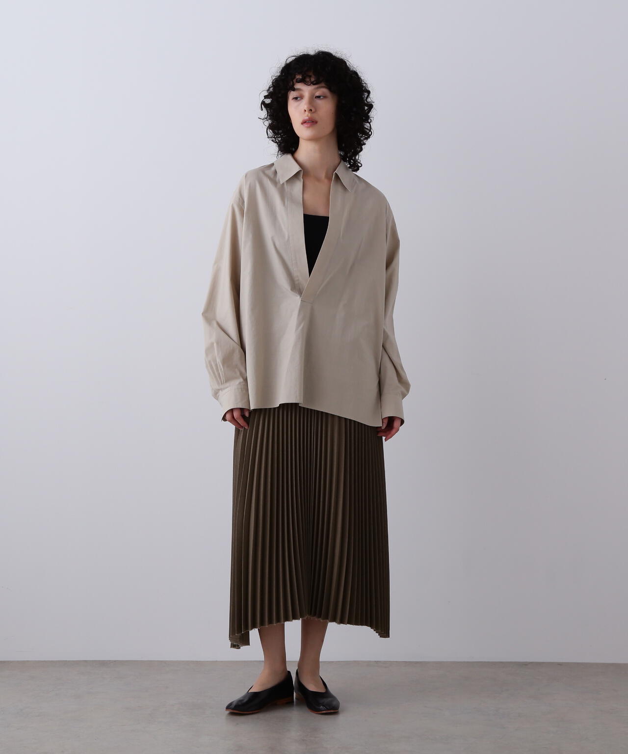 YLÈVE / COTTON SILK TYPEWRITER SKIPPER SHIRT