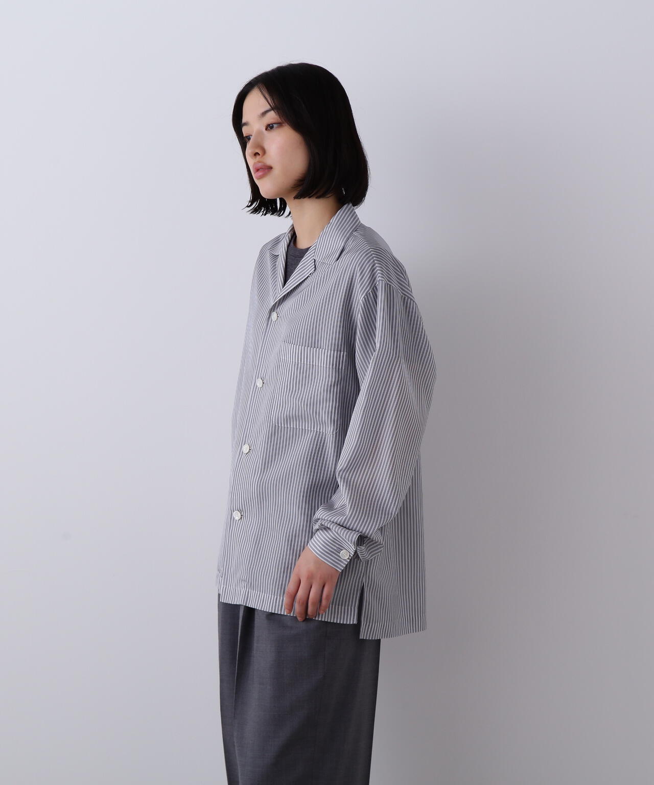 YLEVE / ACETATE CUPRA STRIPE PAJAMA SHIRT