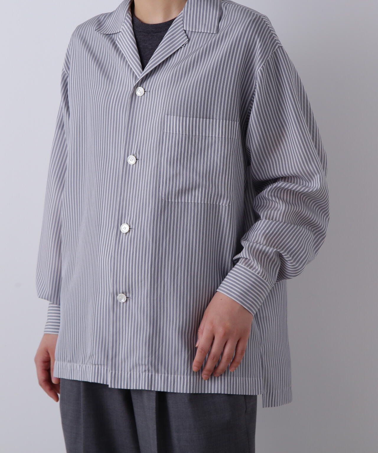 YLEVE / ACETATE CUPRA STRIPE PAJAMA SHIRT