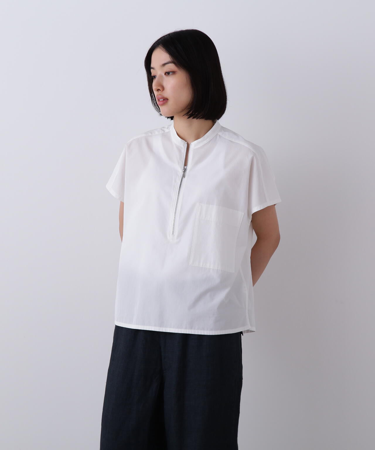 YLEVE / COTTON CUPRA HALF ZIP SHIRT | YLÈVE（イレーヴ） ｜【公式