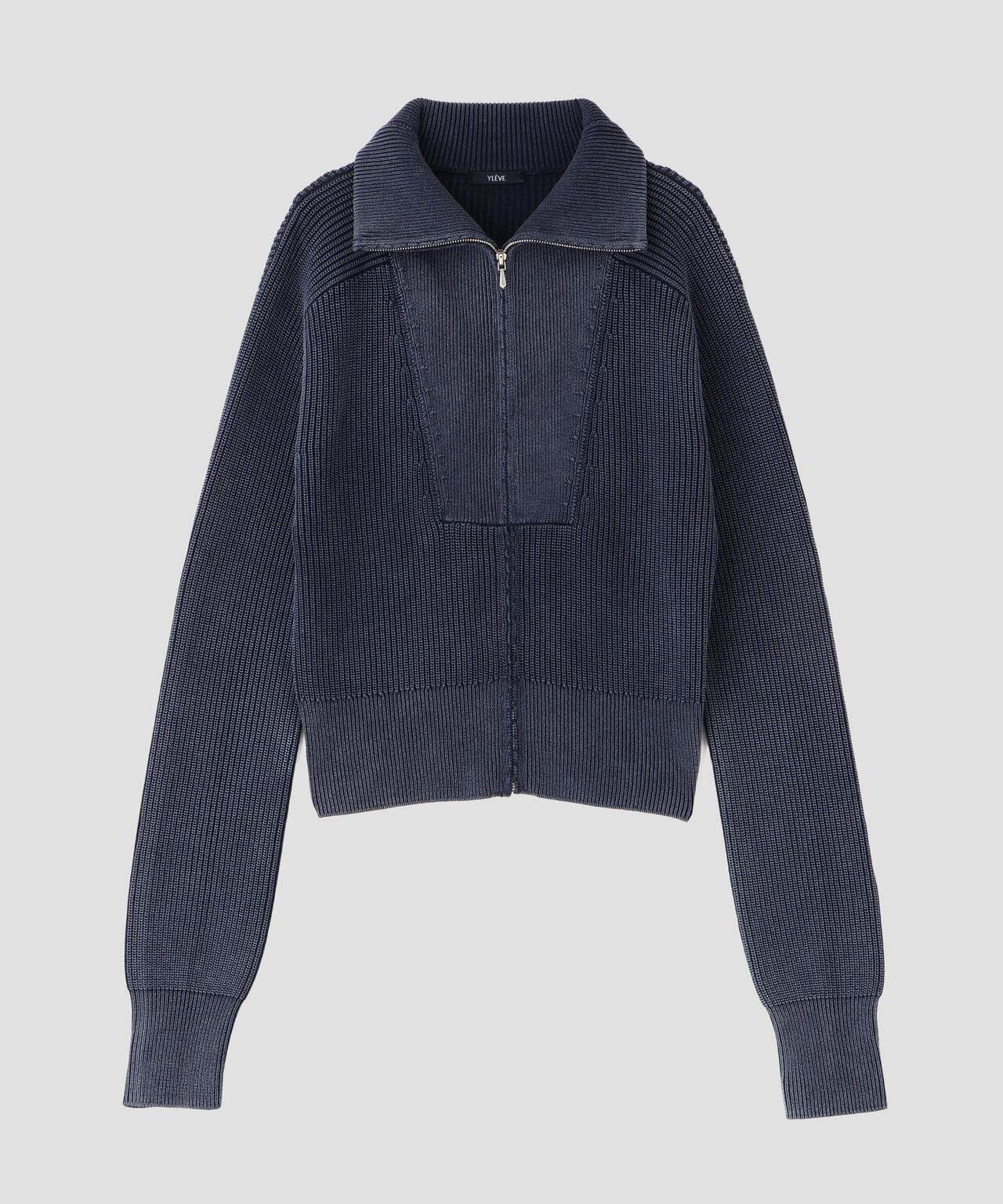 YLÈVE / FADED STONEWASH KNIT ZIP PULLOVER