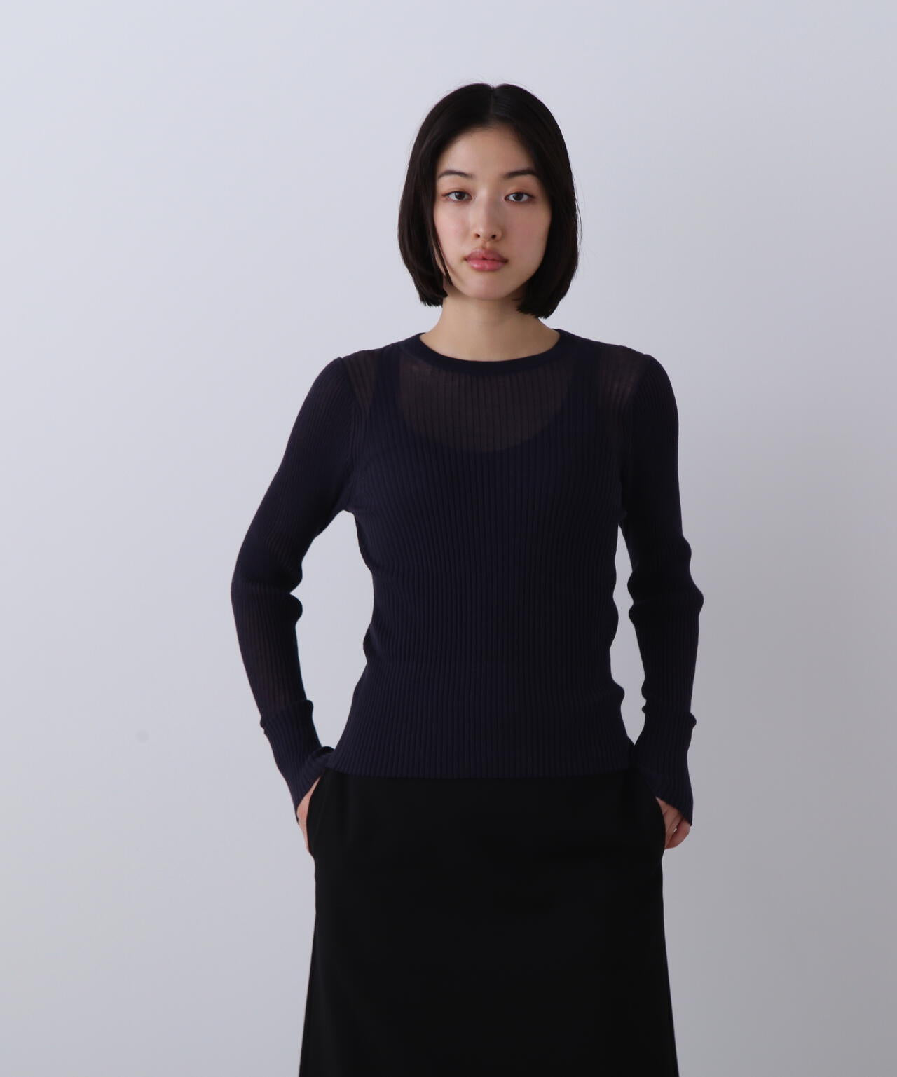 YLEVE / SHEER RIB KNIT LONG SLEEVE PULLOVER | YLÈVE（イレーヴ