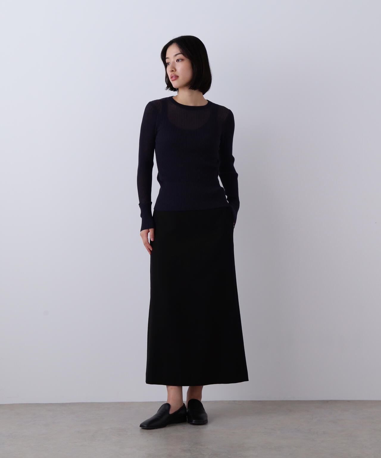 YLEVE / SHEER RIB KNIT LONG SLEEVE PULLOVER | YLÈVE（イレーヴ