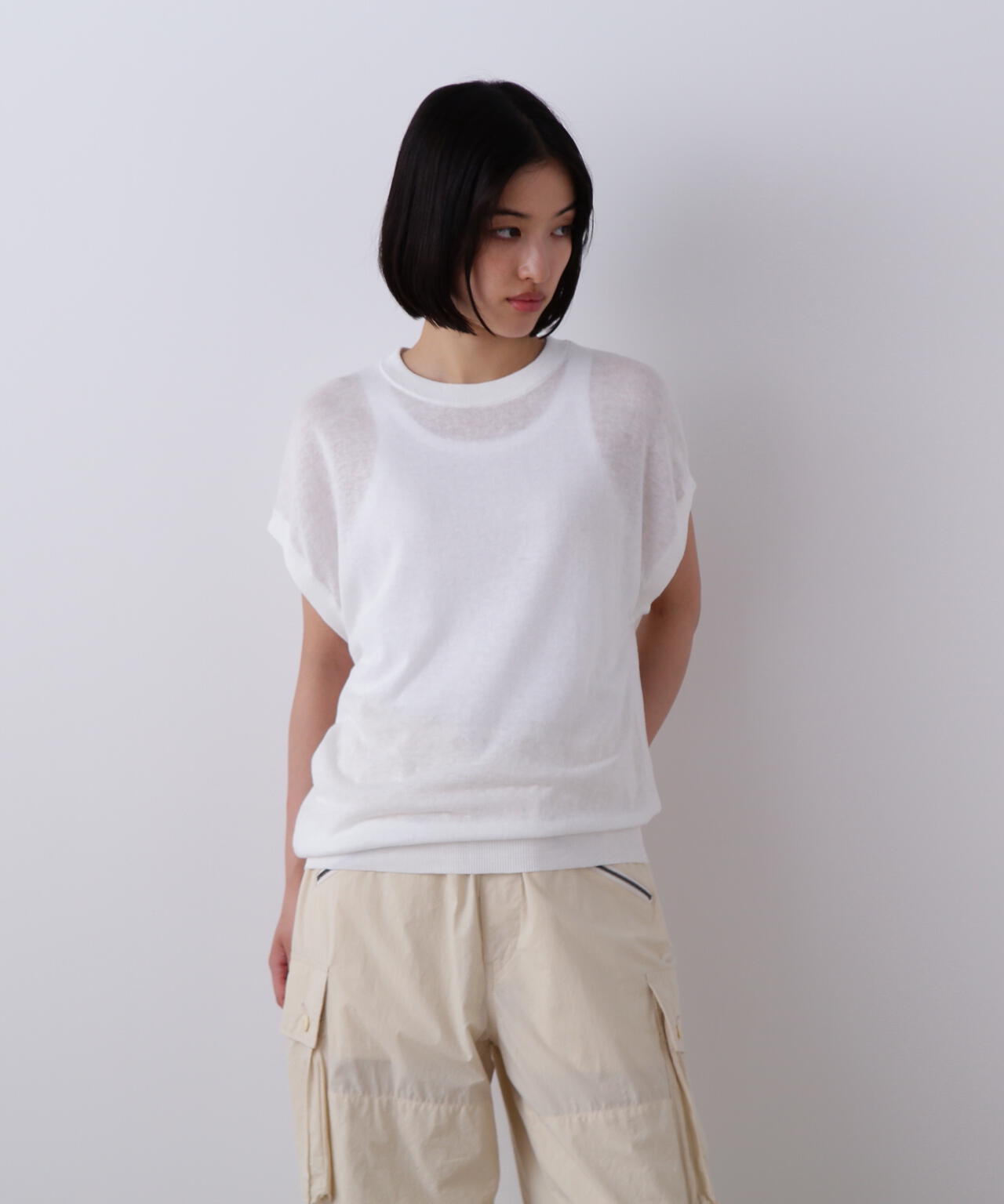 トップス YLEVE Organic Cotton Knit Henly YLEVE / COTTON LINEN KNIT ASYMMETRY PULLOVER | YLÈVE（イレーヴ