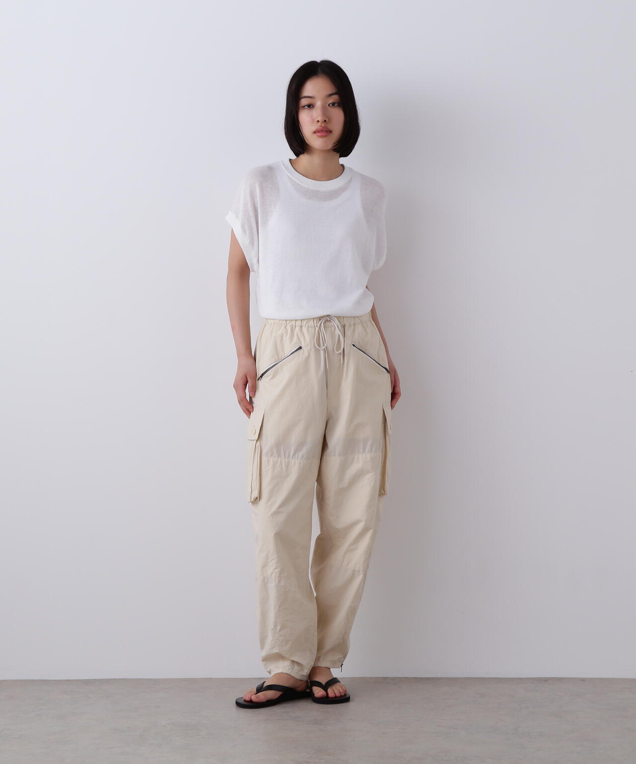 YLÈVE イレーヴ ポリエステルラミーシアーニットプルオーバー YLEVE / COTTON LINEN KNIT ASYMMETRY PULLOVER | YLÈVE（イレーヴ