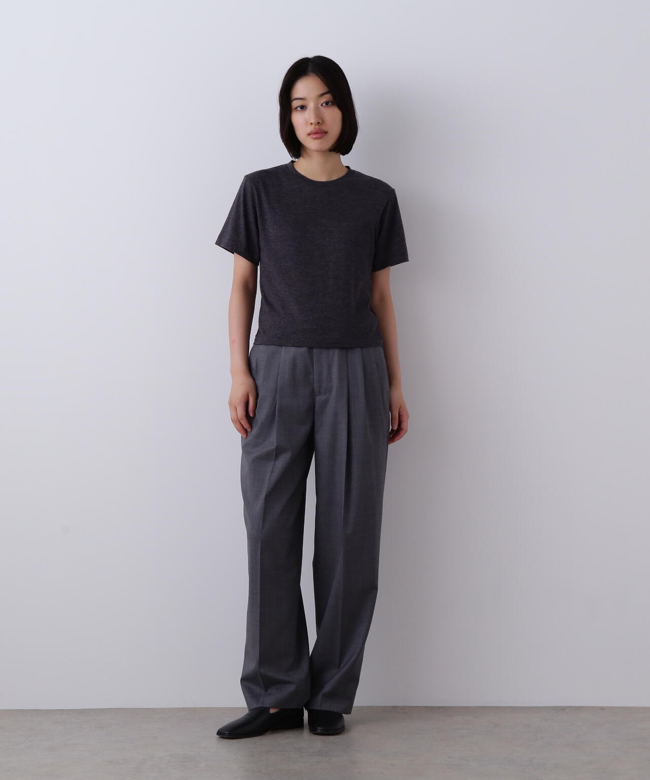 新品未使用＜YLEVE＞SLUB YARN JERSEY Tシャツ ダークグレー YLEVE / TETRON COTTON SLUB YARN JERSEY T-SHIRT | YLÈVE（イレーヴ