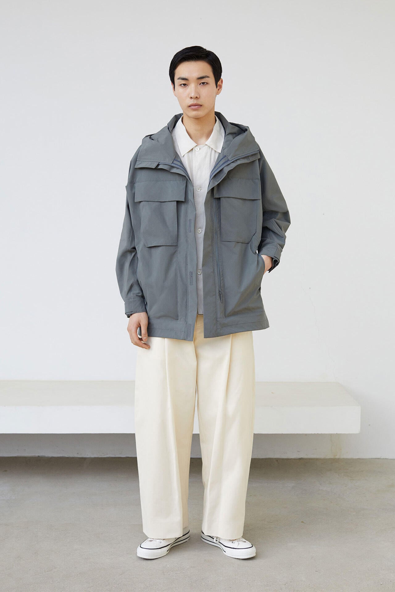 スラックス STUDIO NICHOLSON VOLUME PANT STUDIO NICHOLSON / PEACHED COTTON TWILL DEEP PLEAT VOLUME PANT