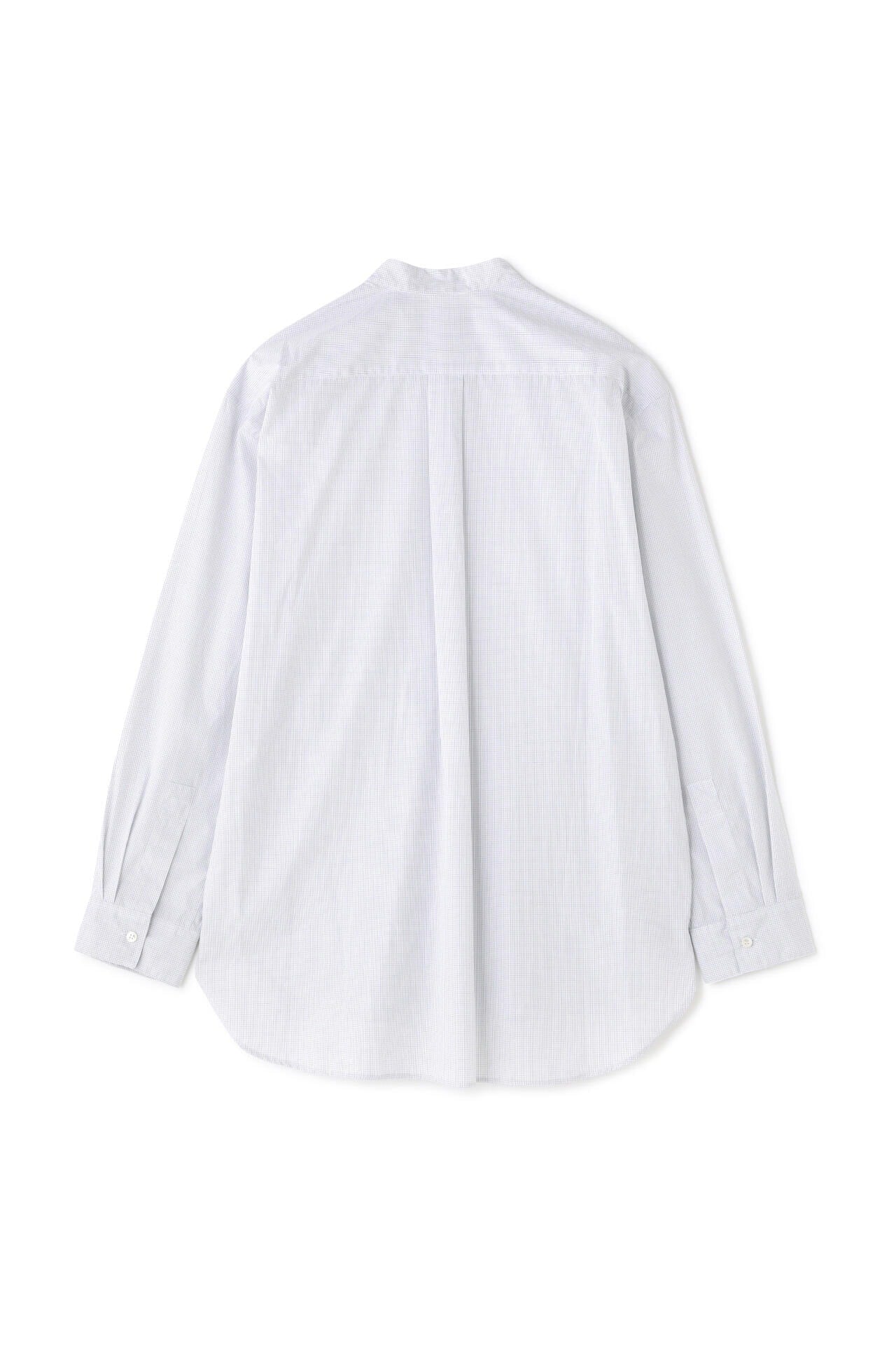 STUDIO NICHOLSON / MICRO GRID RELAXED FIT GRANDAD COLLAR SHIRT
