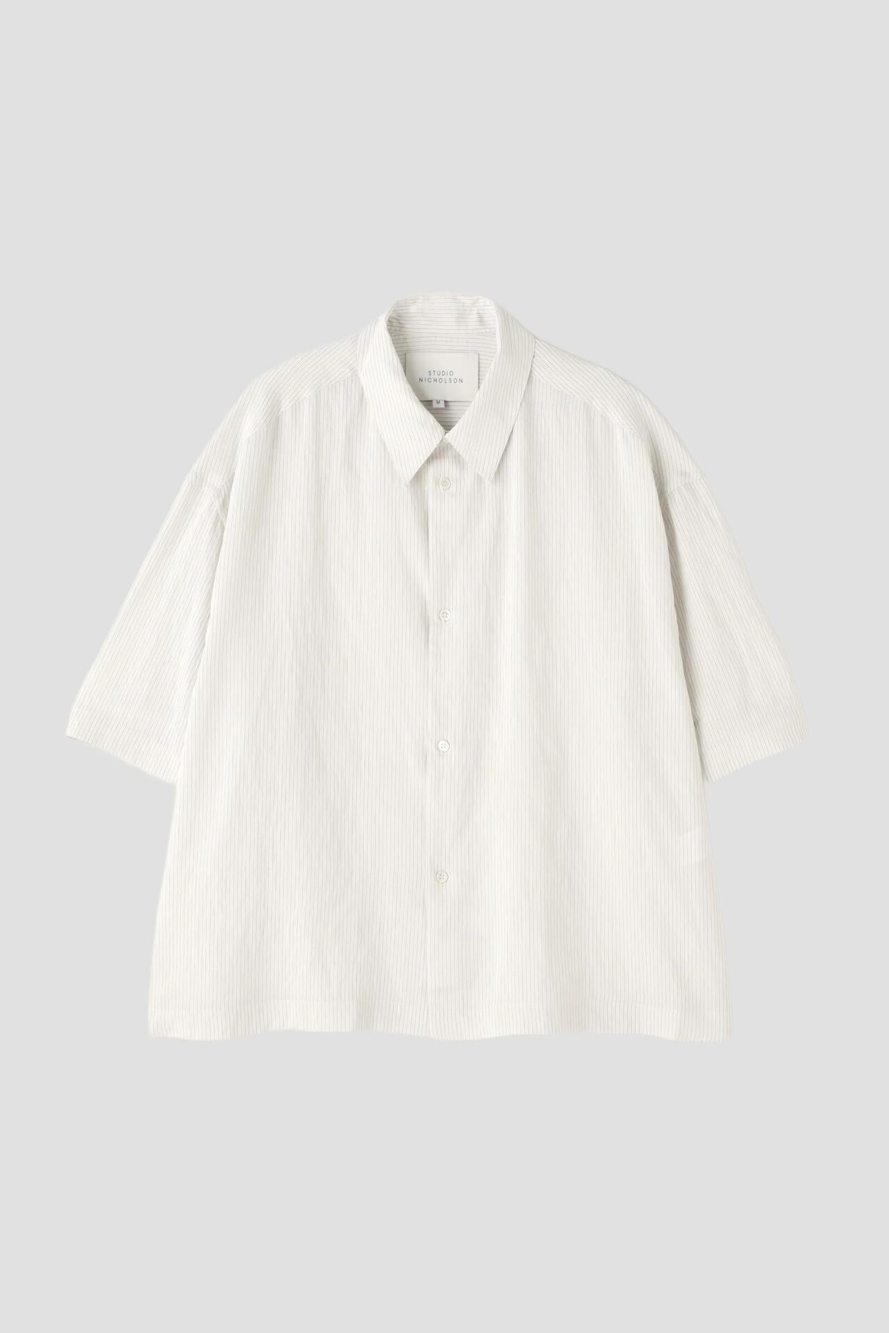 ［別注］STUDIO NICHOLSON / CRINKLE FINE STRIPE SHORT SLEEVE BOXY SHIRT