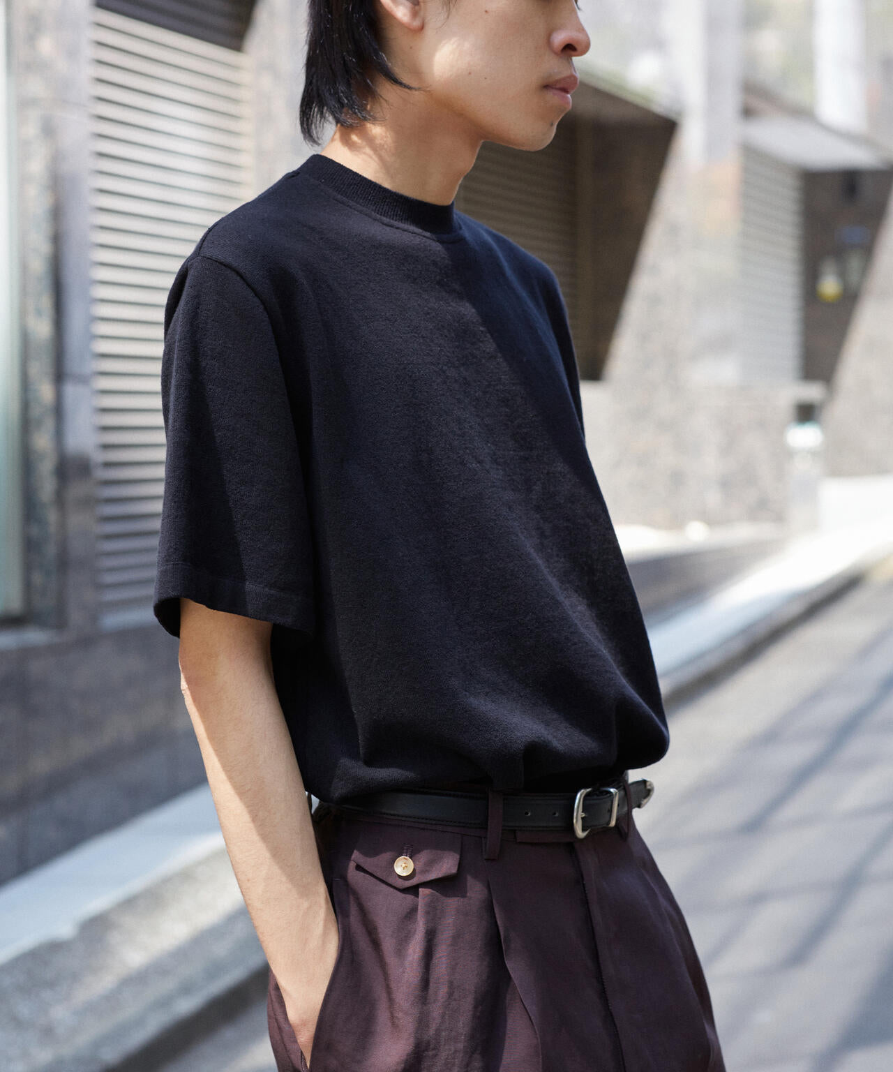 Yonetomi / LIGHT WAVE COTTON KNIT TEE (SOLID) | THE LIBRARY