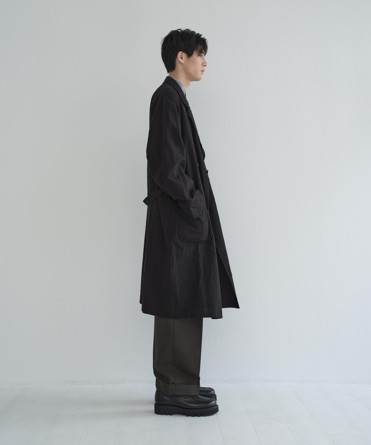 [別注] blurhms / SILK COTTN NEP PLAID COAT