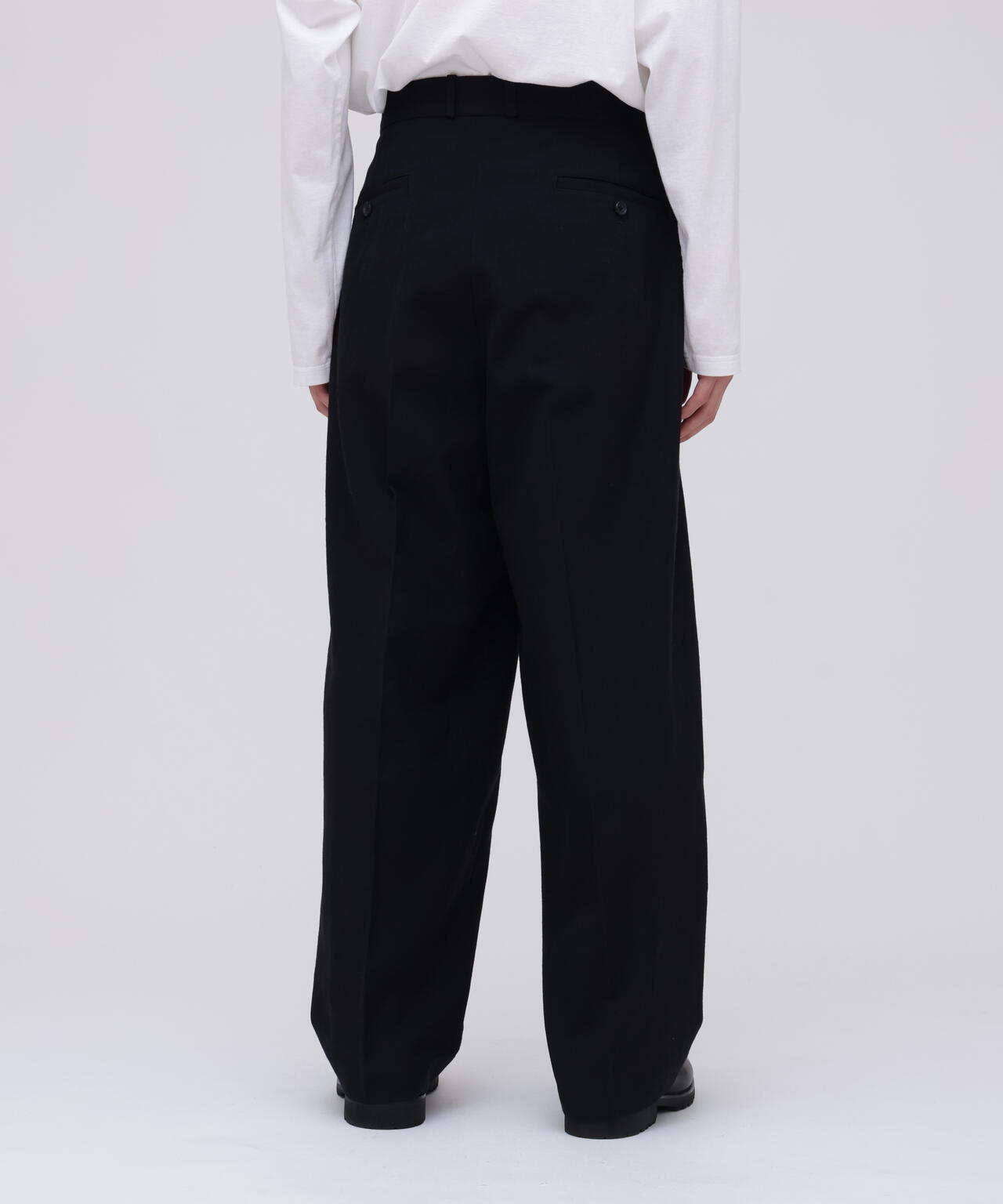 【blurhms】Wool Gabardine Trousers blurhms Rough Wool Gabardine Trousers , Black Navy – Navyblue